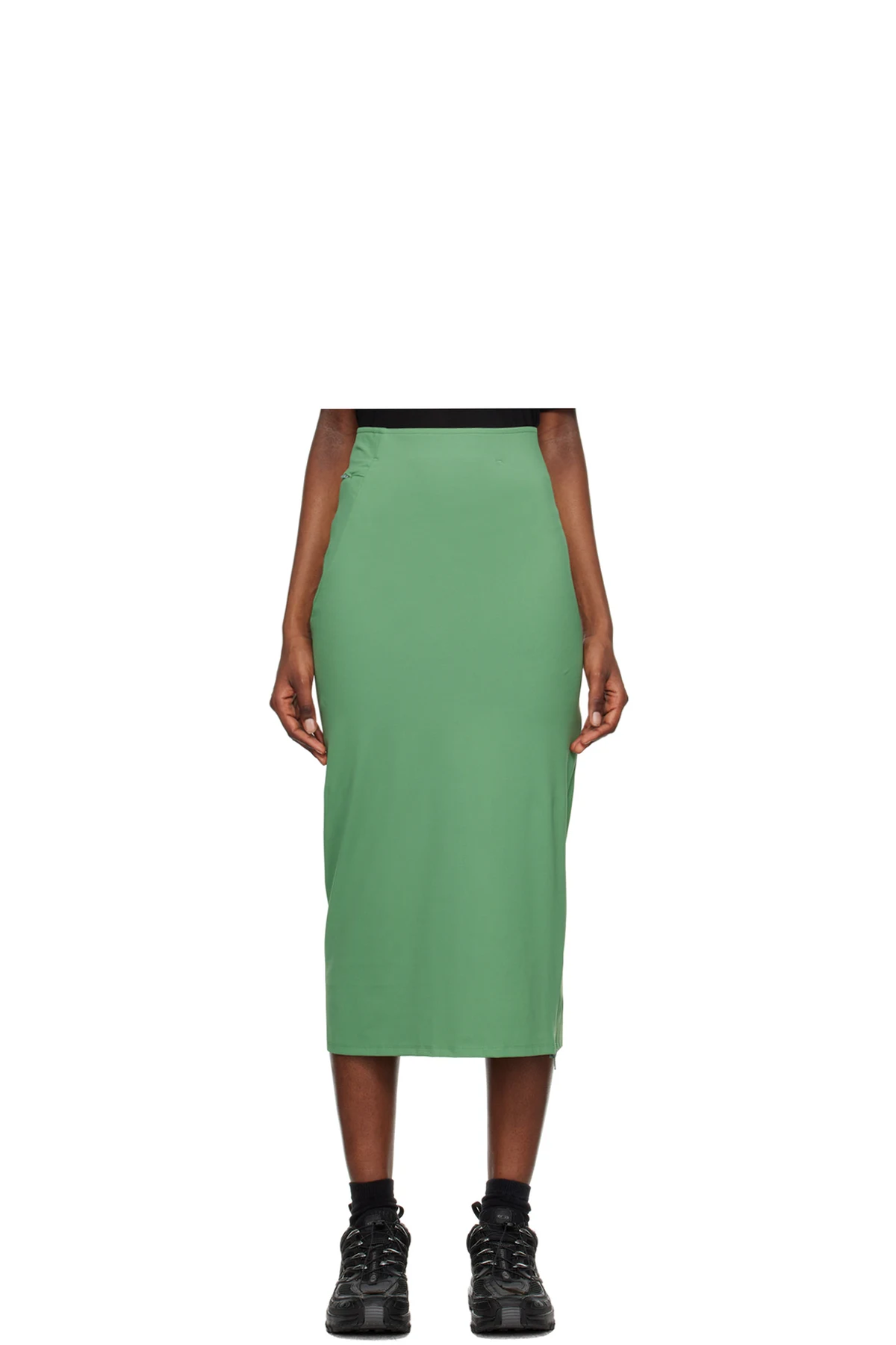 Green Zip Midi Skirt