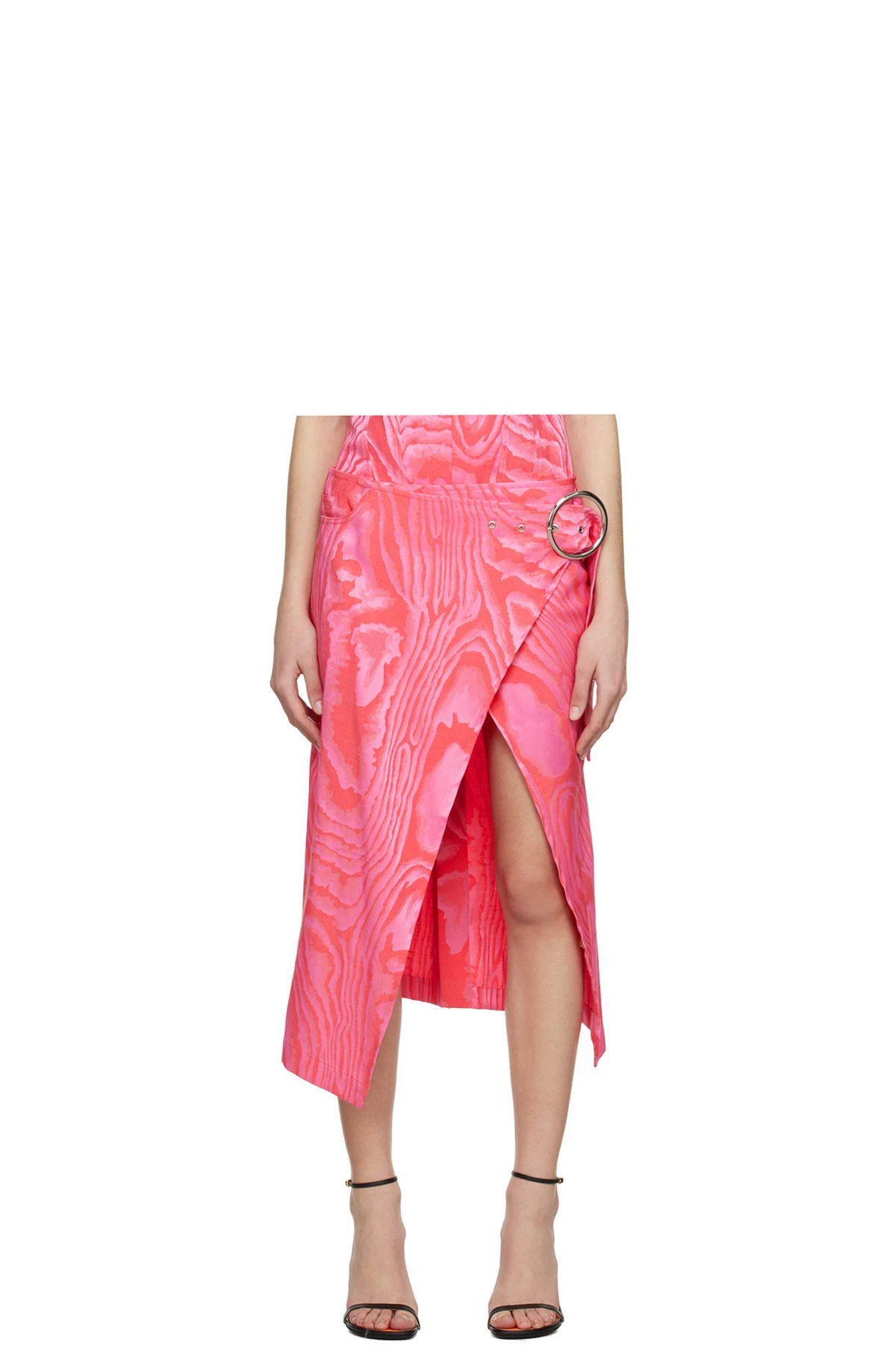 Pink Side Split Midi Skirt