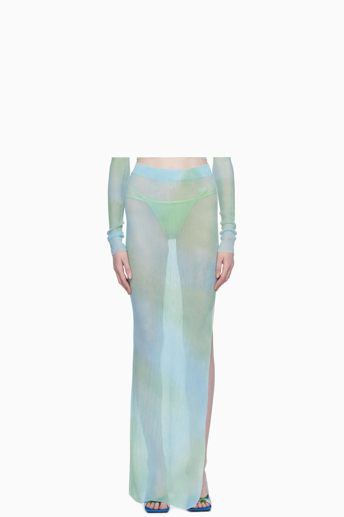 Blue Tie-Dye Midi Skirt