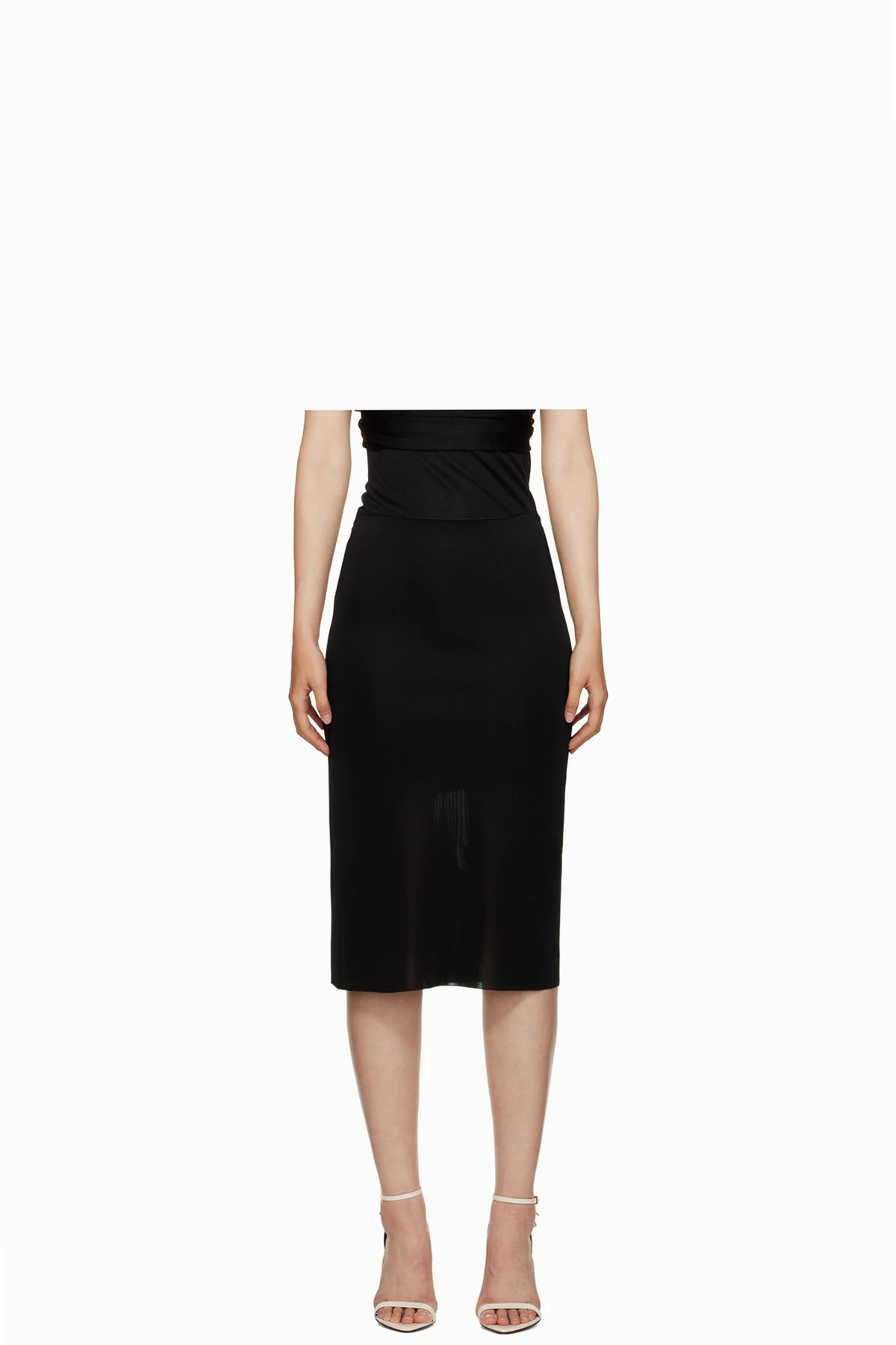 Black Zip Midi Skirt