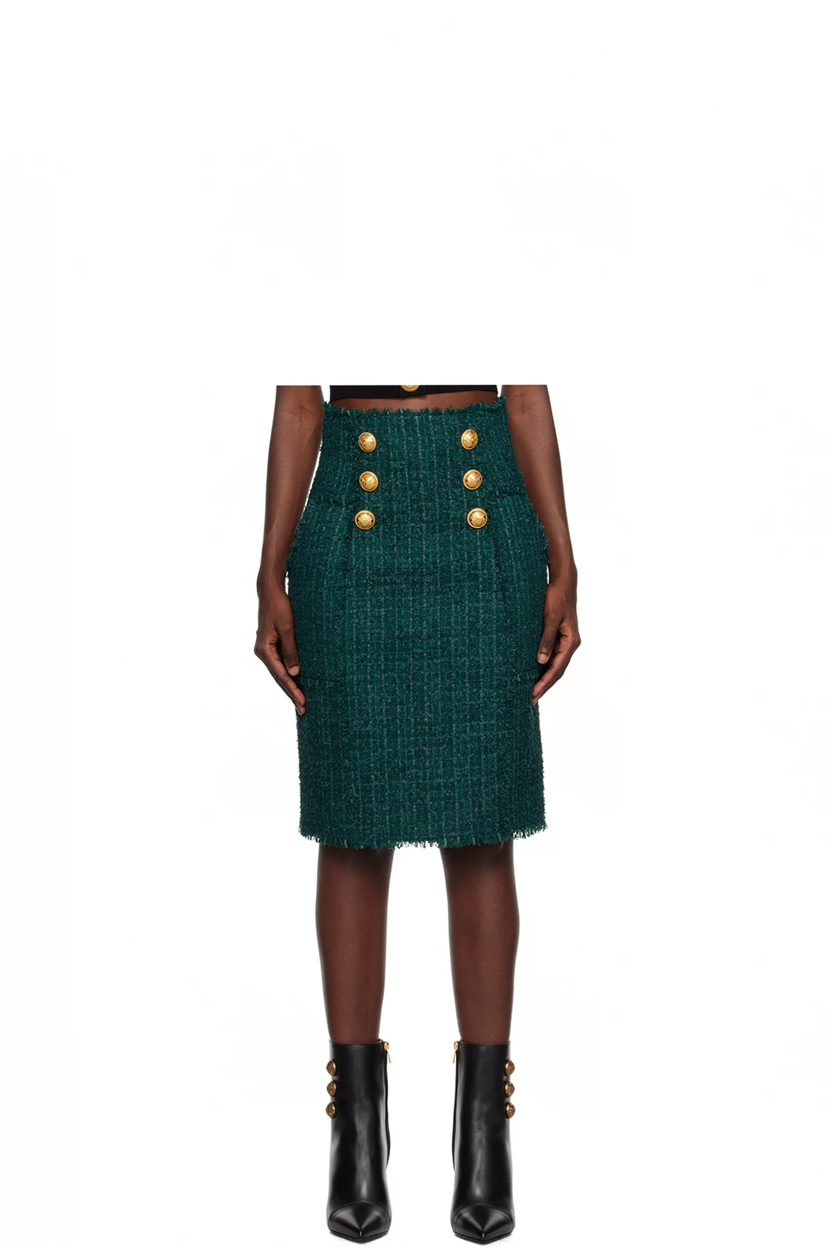 Green Fringed Midi Skirt