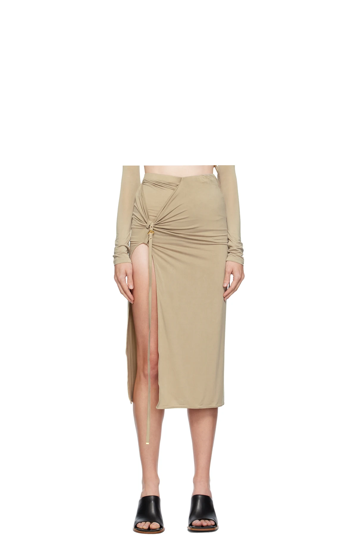 Khaki Le Chouchou 'La Jupe Pareo Croissant' Midi Skirt