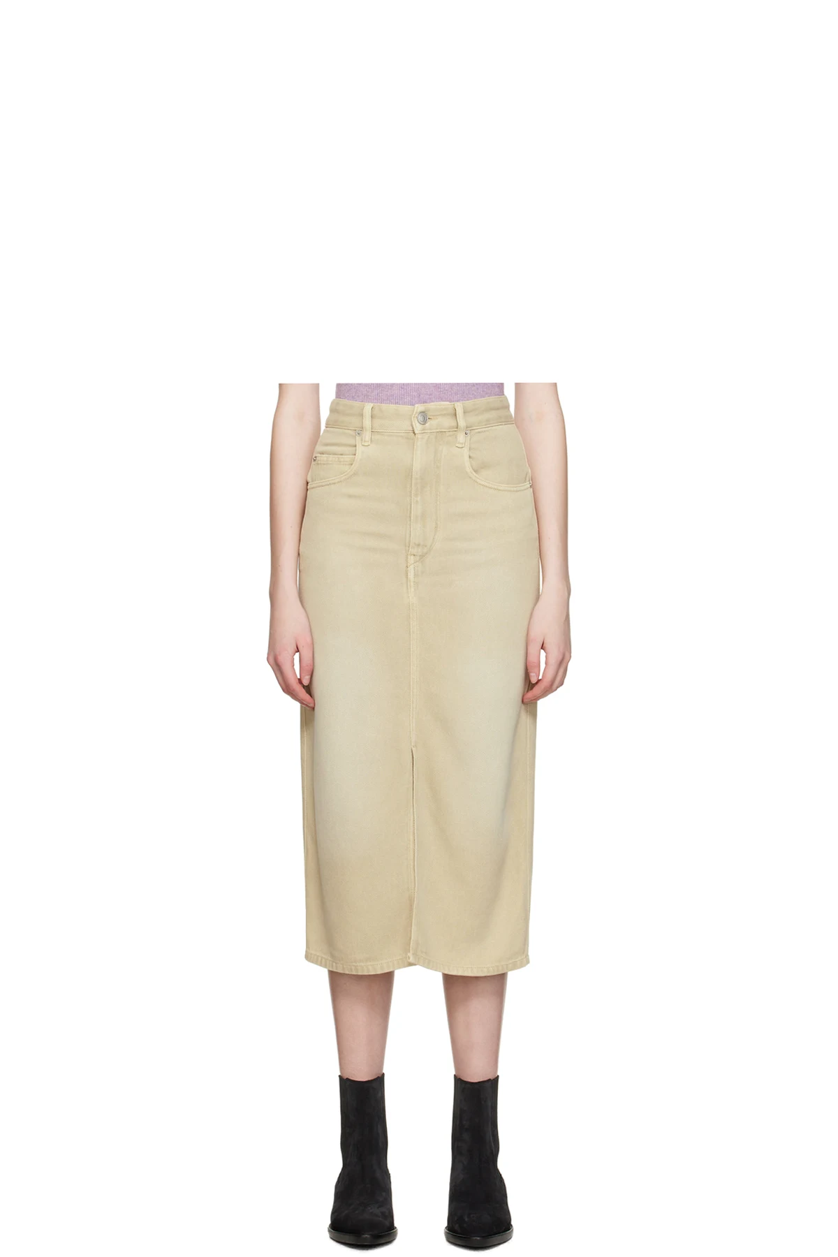 Beige Tilauria Midi Skirt