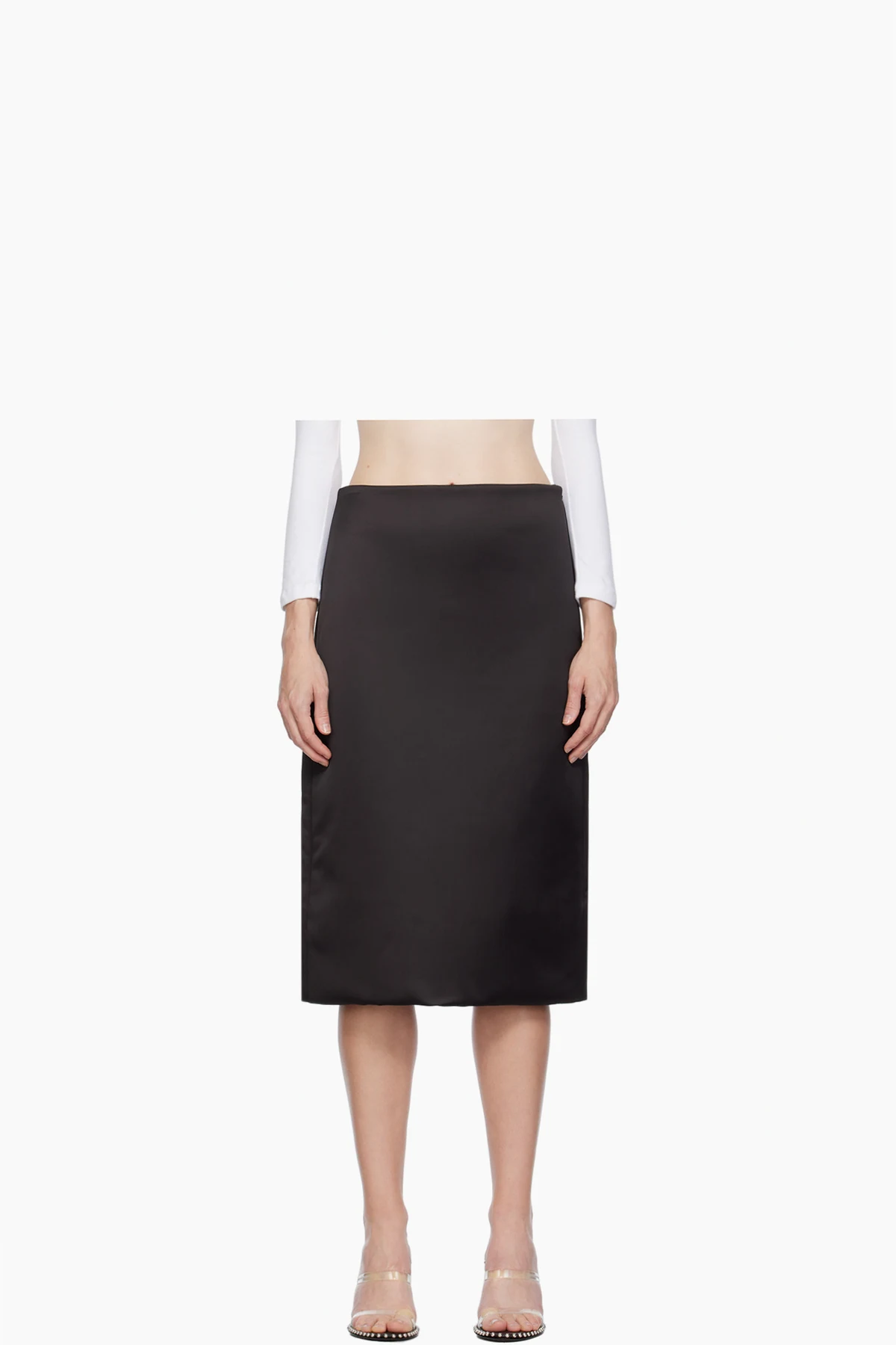 Black Padded Midi Skirt