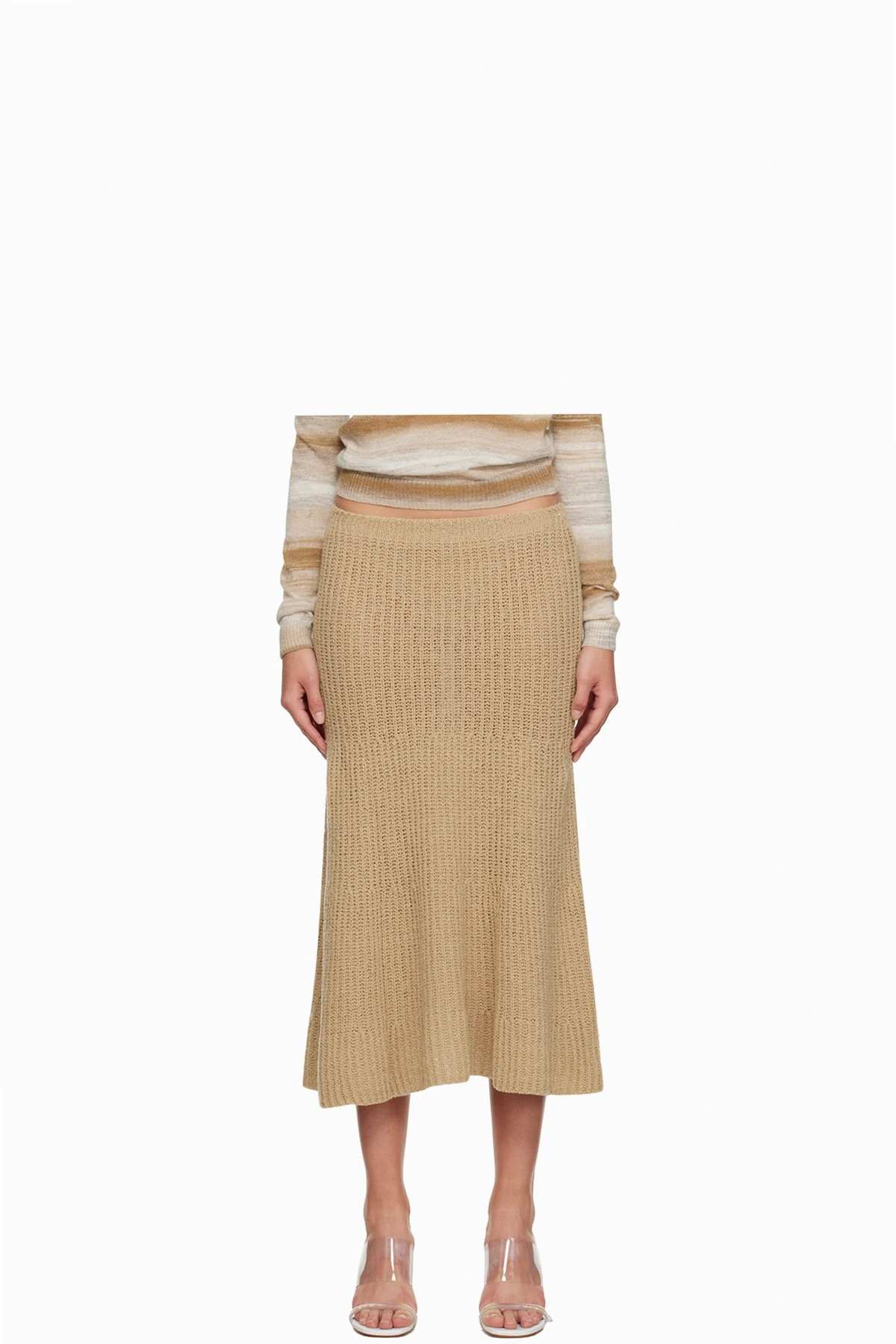 Beige Isola Midi Skirt