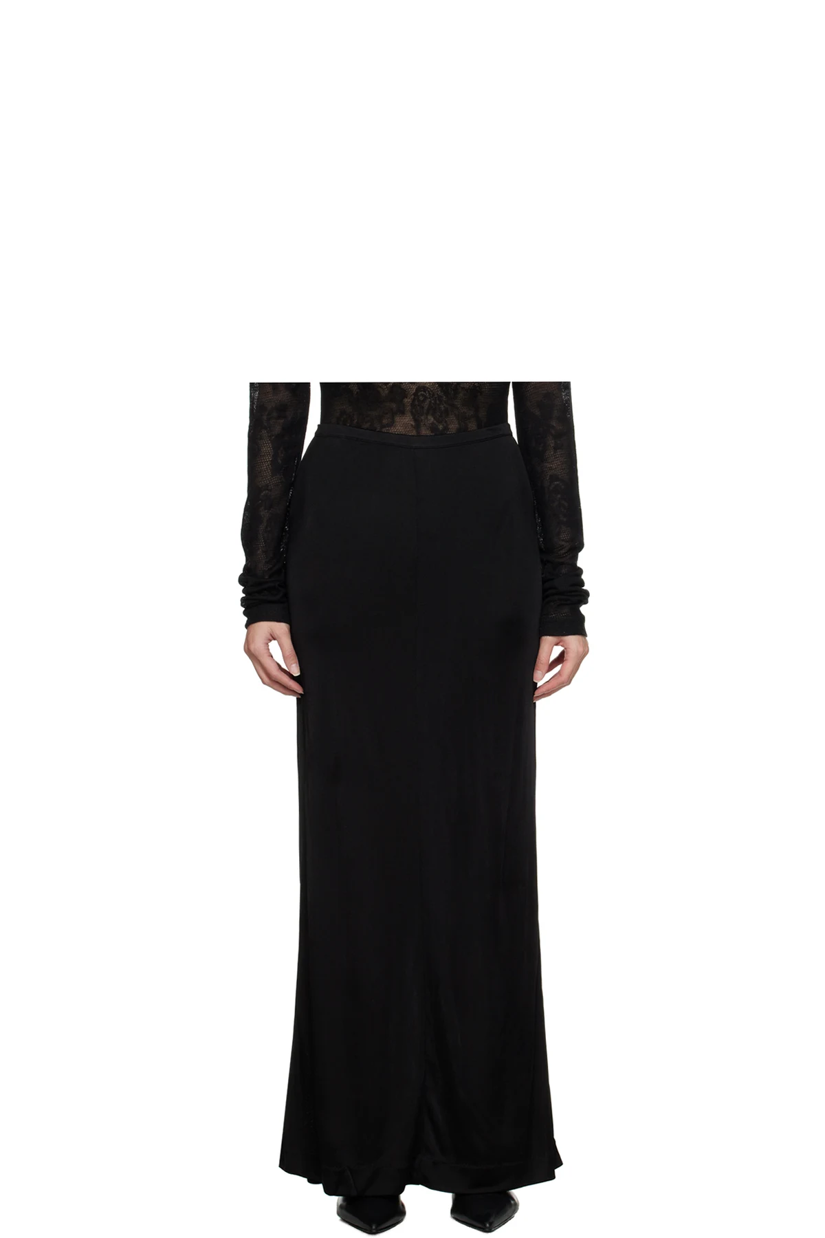 Black Zip Midi Skirt