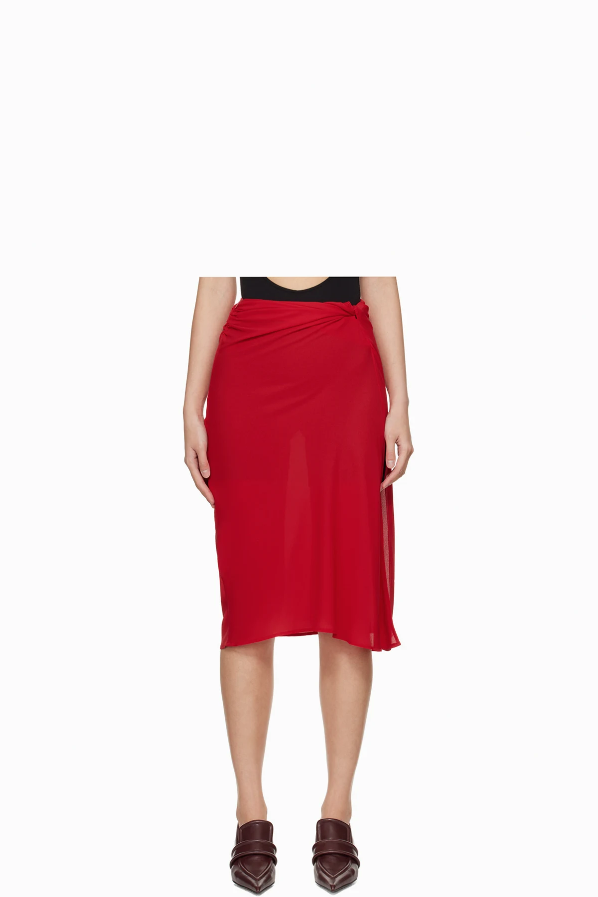 Red Vela Midi Skirt