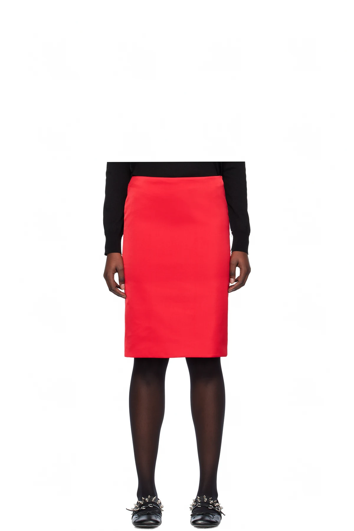 Red Vented Midi Skirt