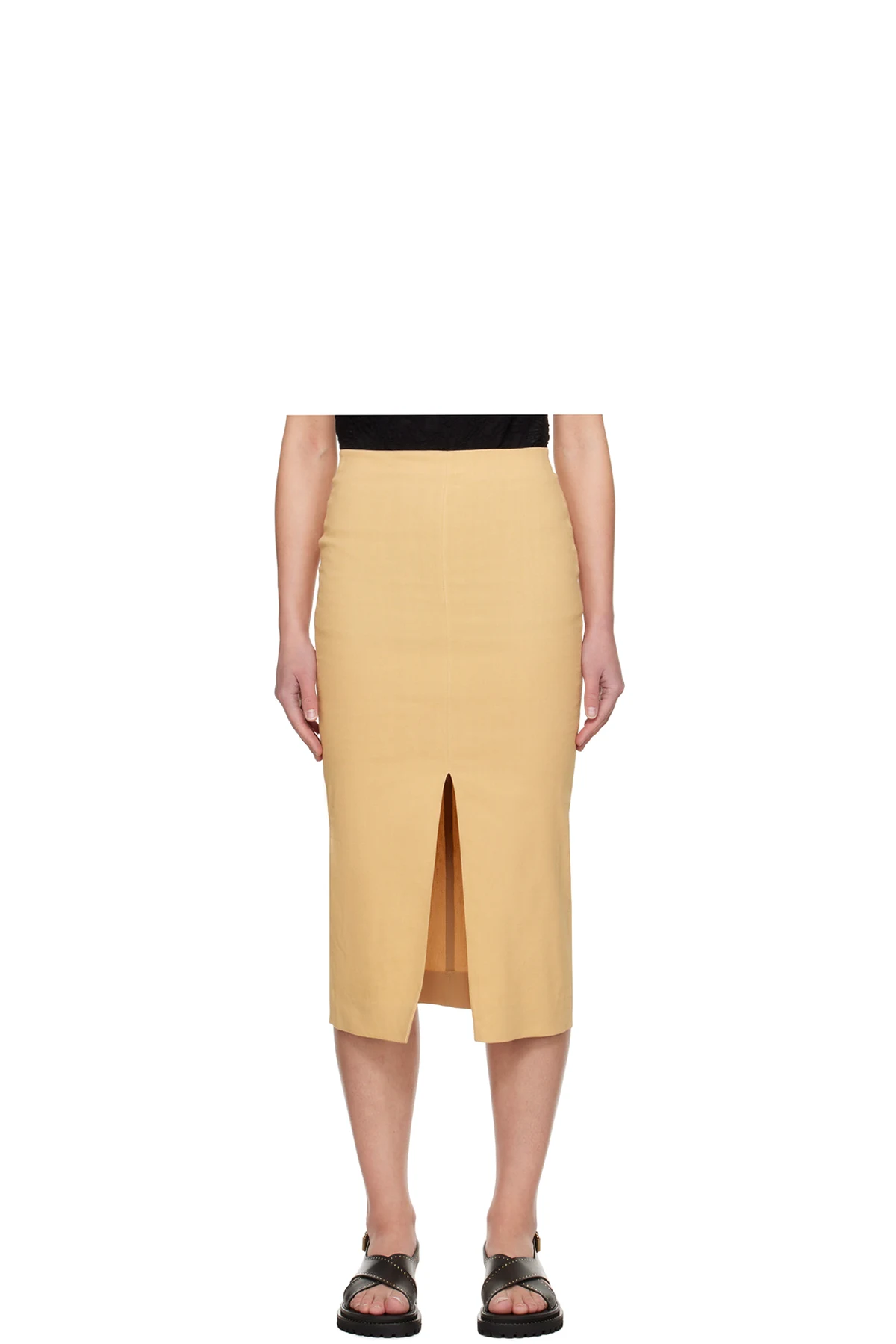 Beige Mills Midi Skirt