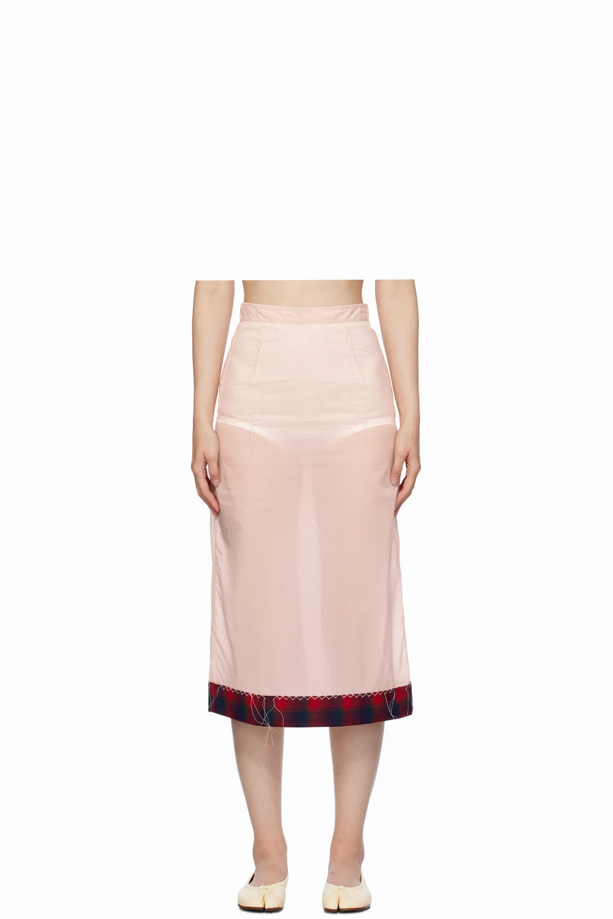 Pink Loose Thread Midi Skirt