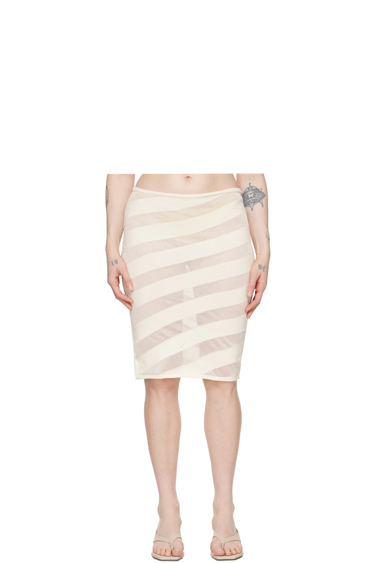White Zebara Midi Skirt