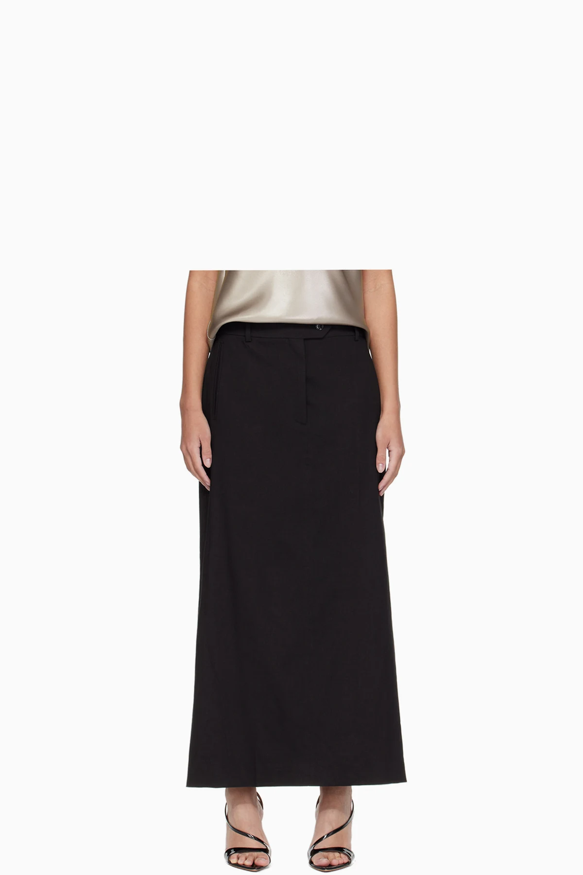 Black Slit Midi Skirt