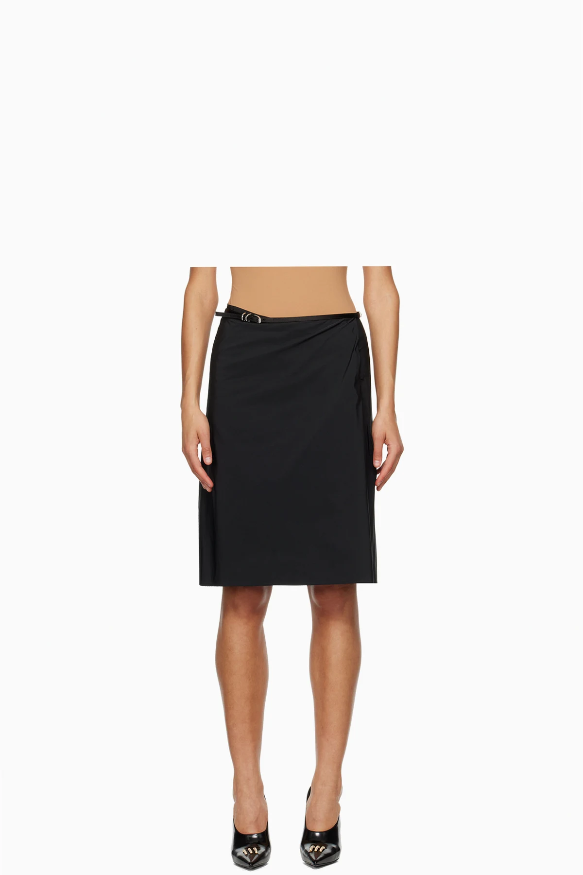 Black Voyou Belt Midi Skirt