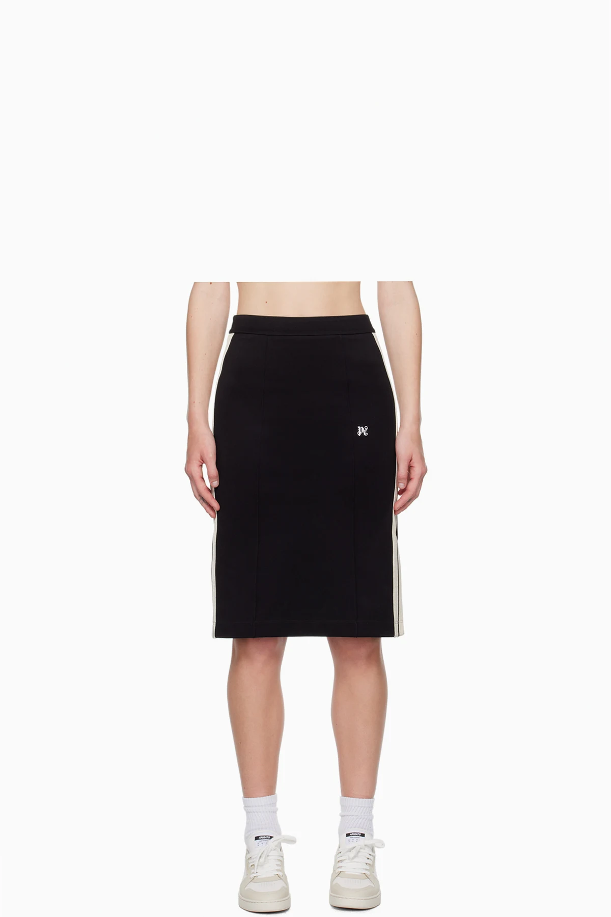 Black Monogram Midi Skirt