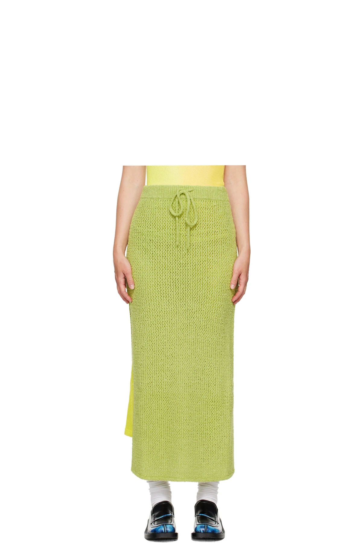 Green Selerino Net Midi Skirt