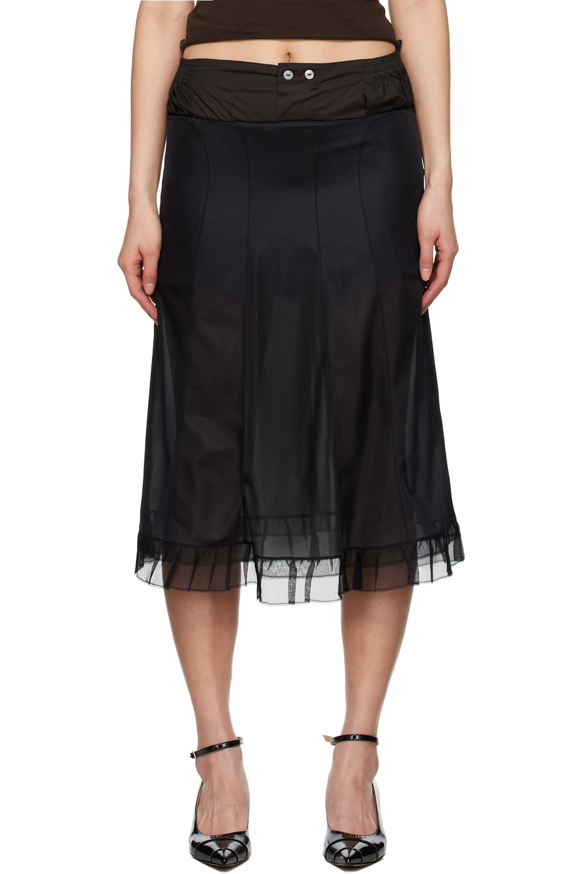 Black & Brown 'Anonymity of the lining' Midi Skirt