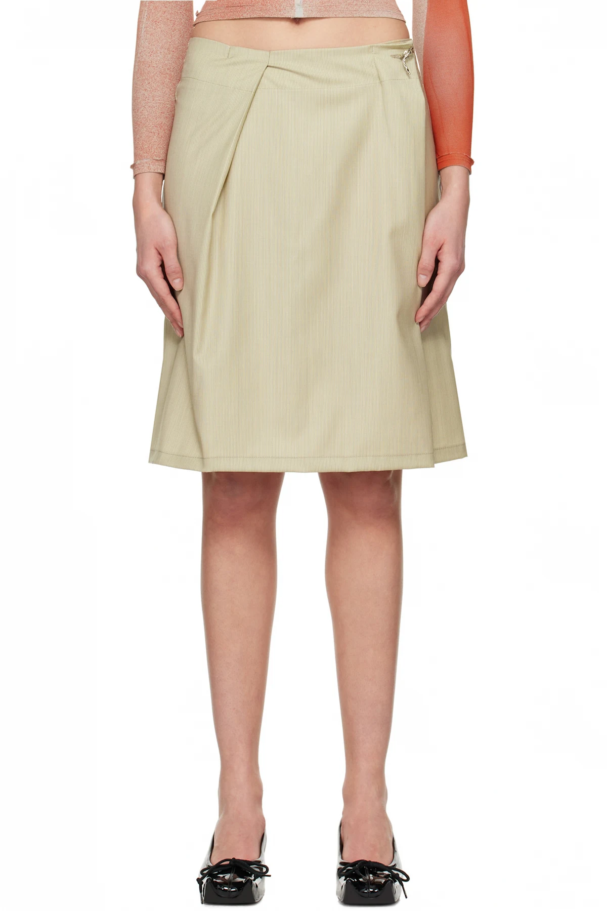 Beige Jewel Rudder Midi Skirt