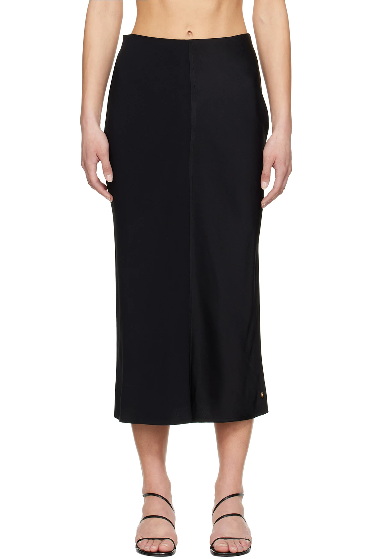 Black Straight Midi Skirt