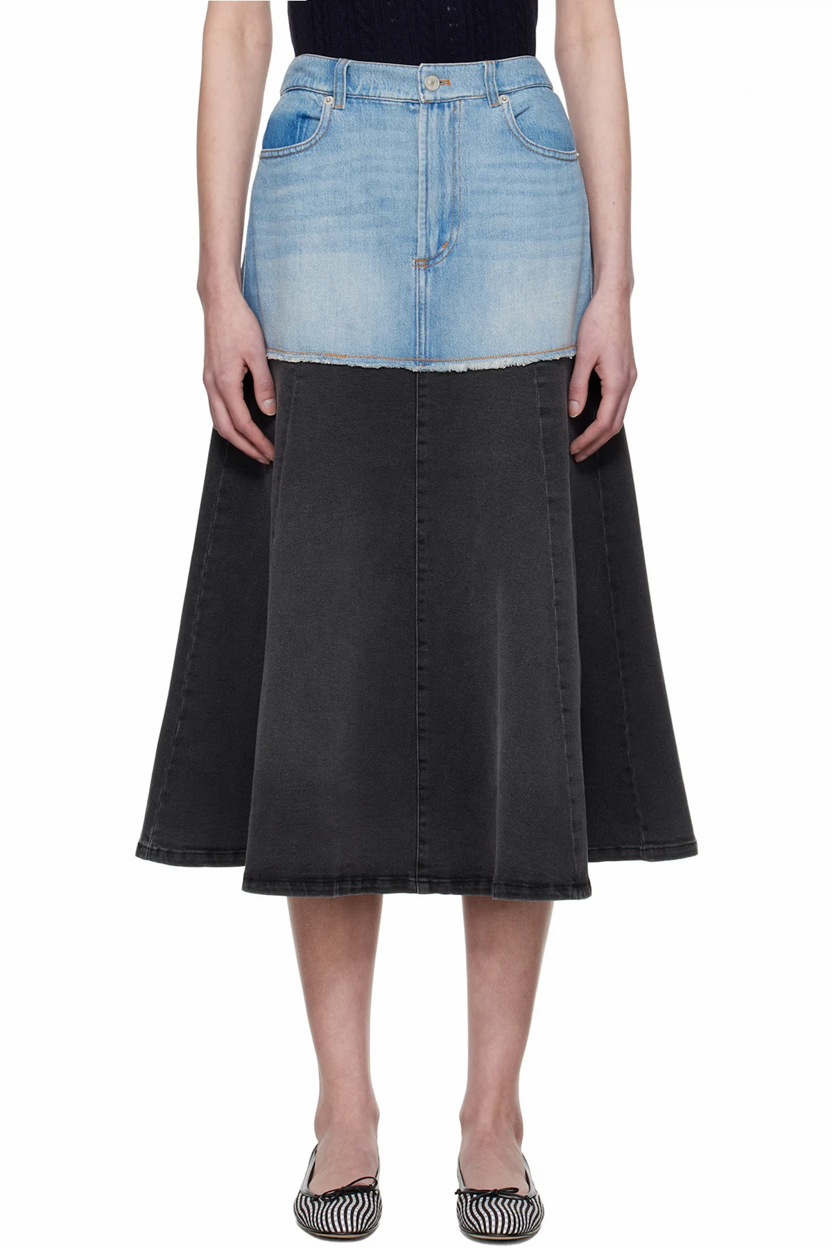 Blue & Black Elle Denim Midi Skirt