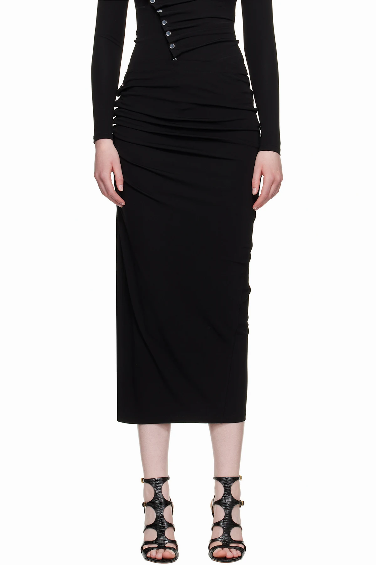 Black Jersey Midi Skirt