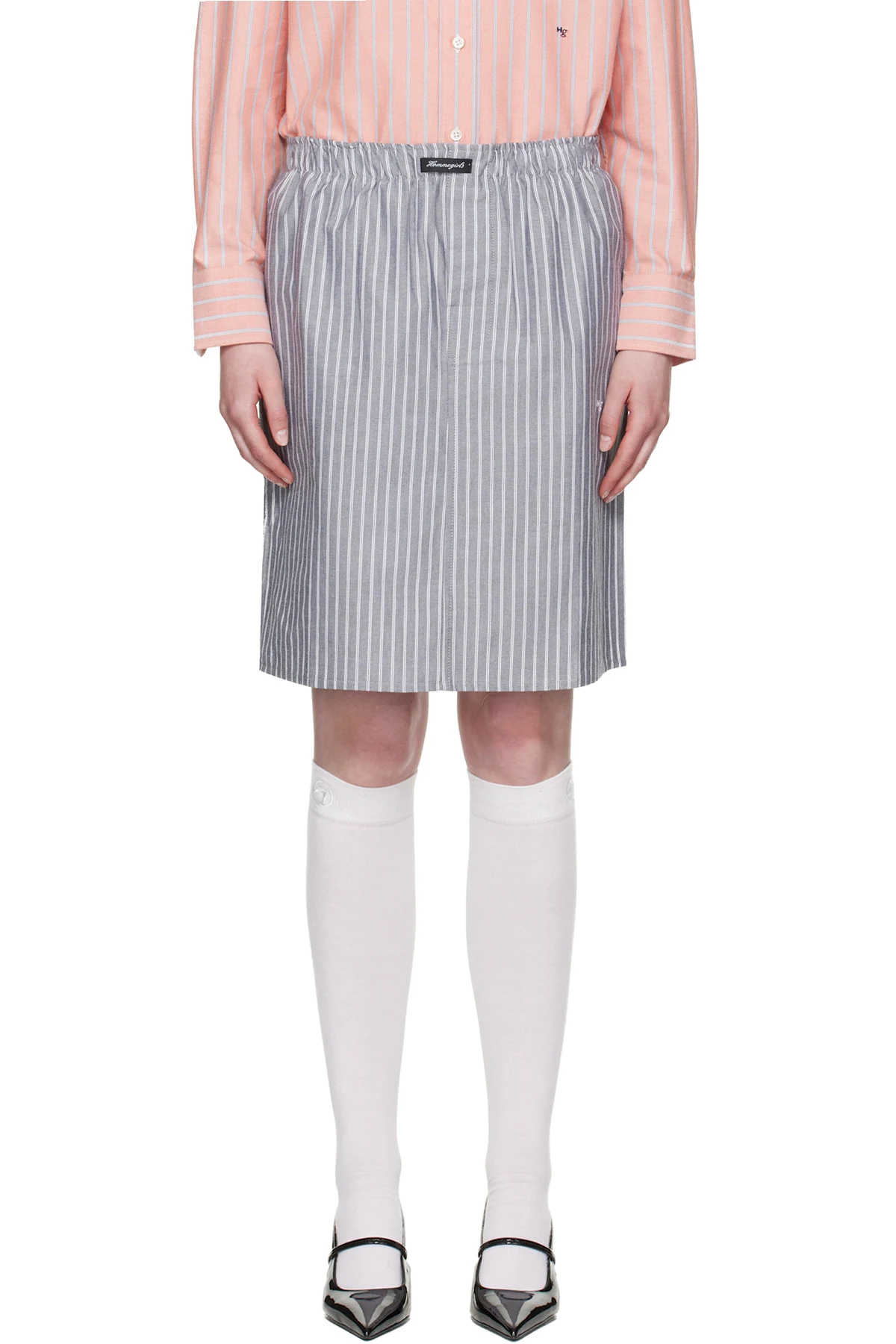 Black Boxer Pencil Midi Skirt