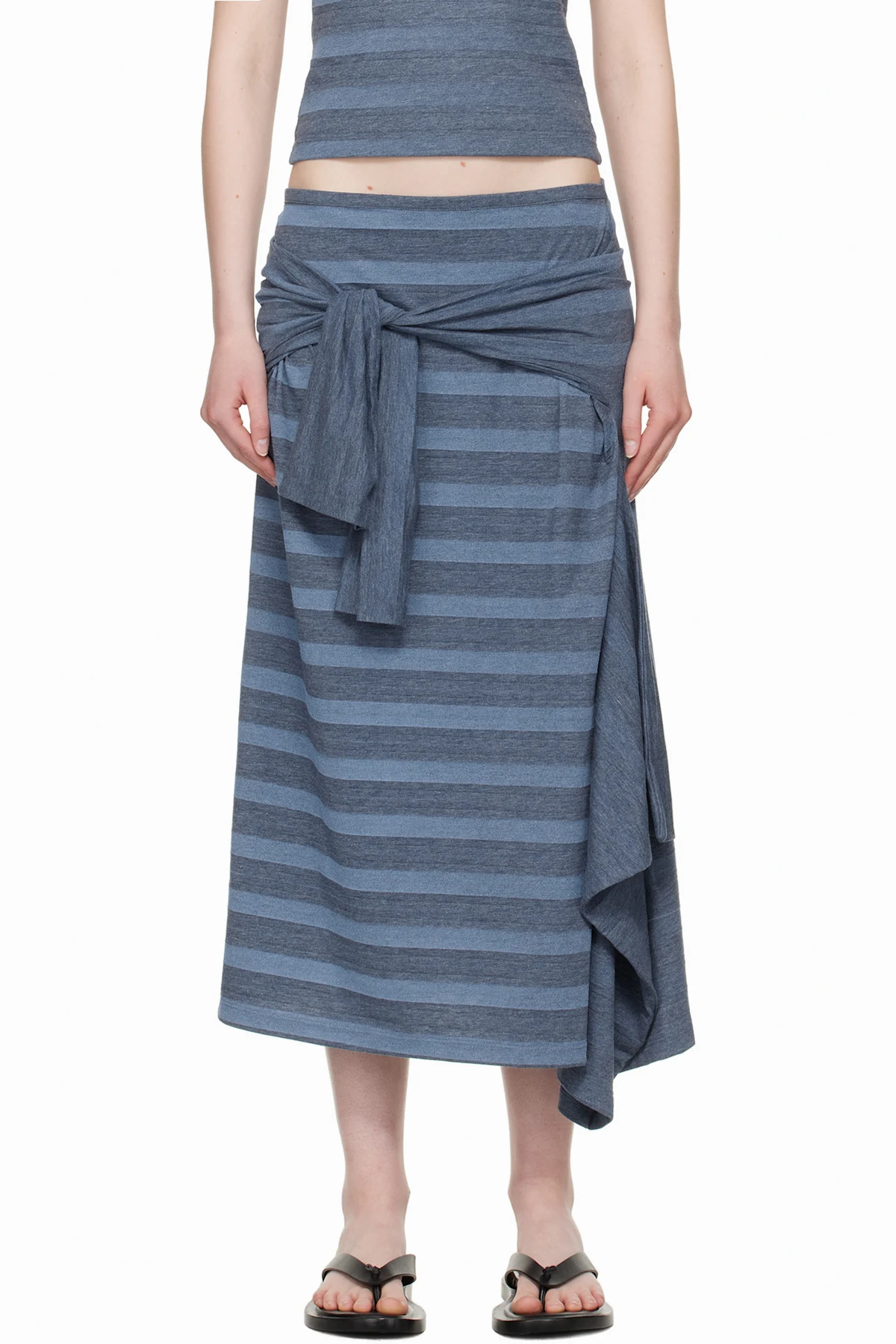 Blue Sash Midi Skirt