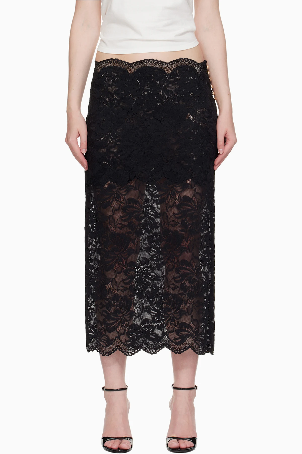 Black Lace Midi Skirt