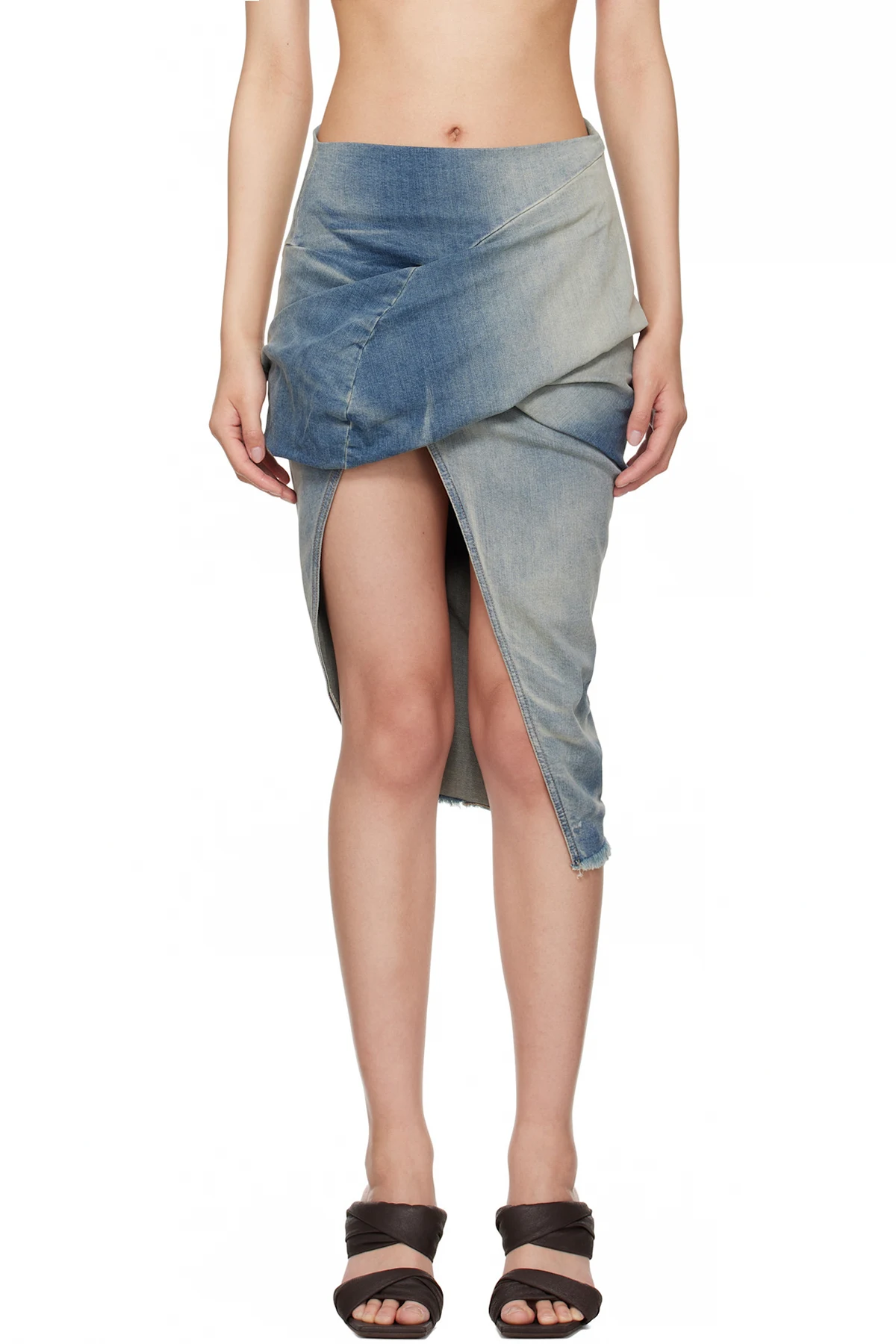 Blue Hollywood Low Twist Denim Midi Skirt