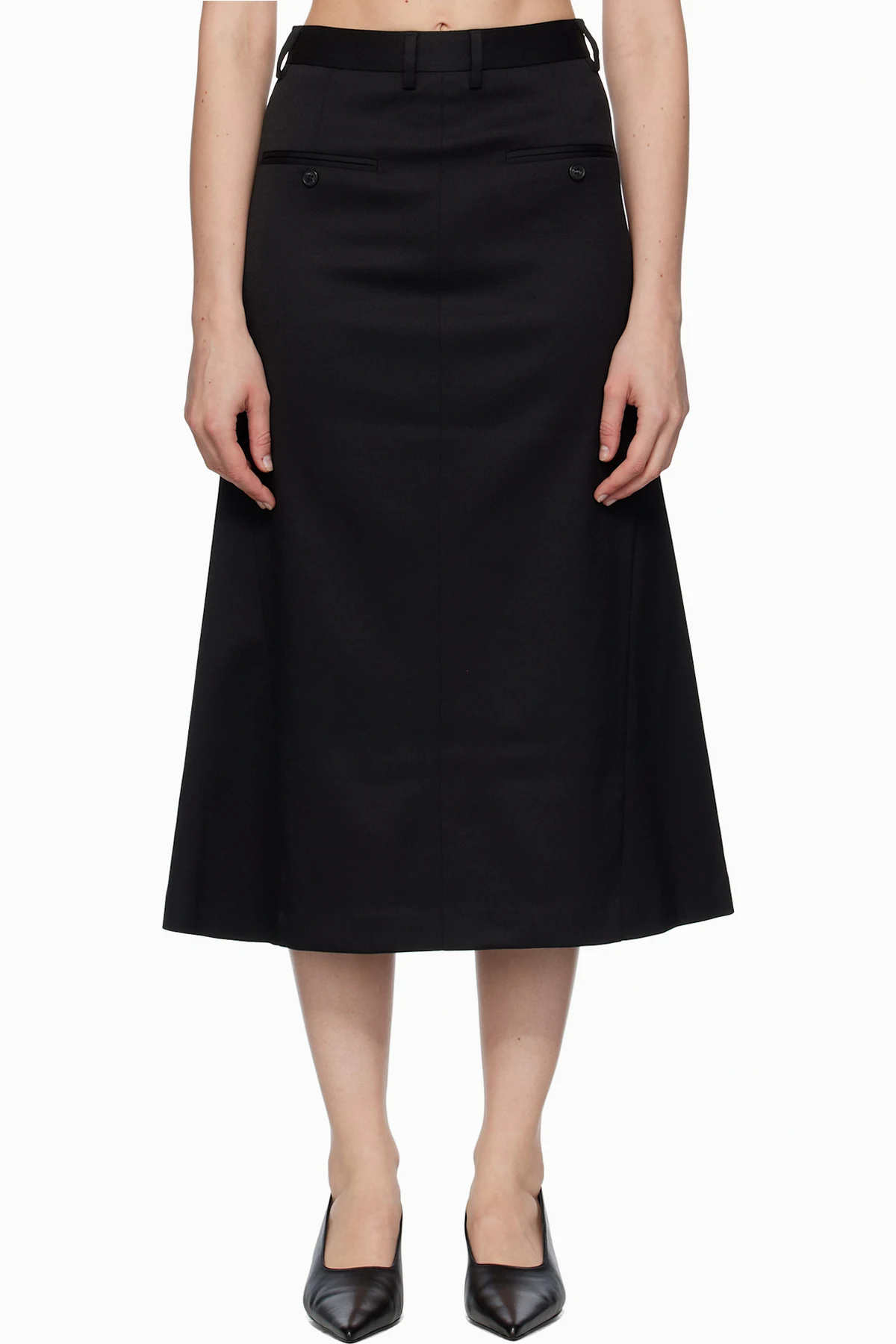 Black Tailored Midi Skirt