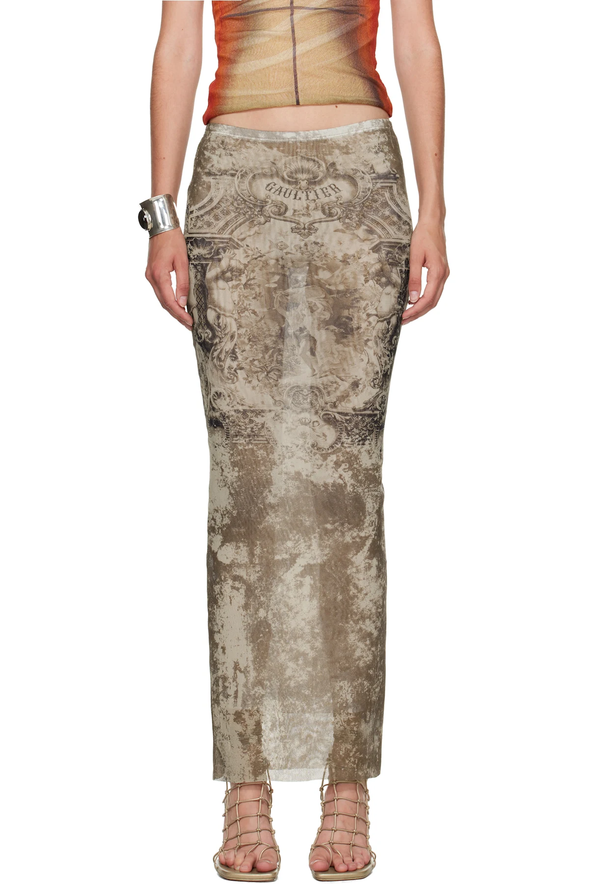Beige 'The Long Médaillon' Midi Skirt