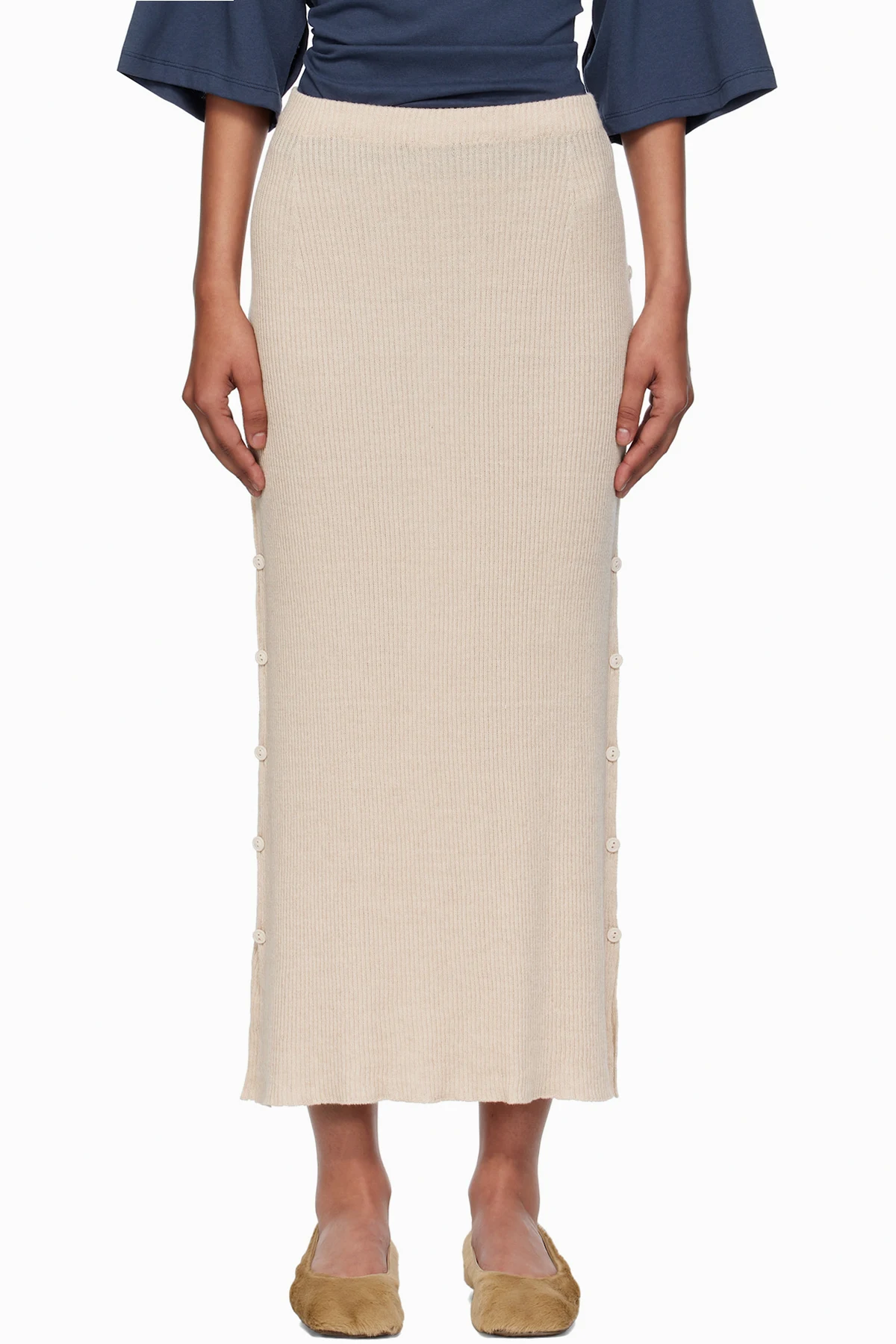 Beige Franca Midi Skirt