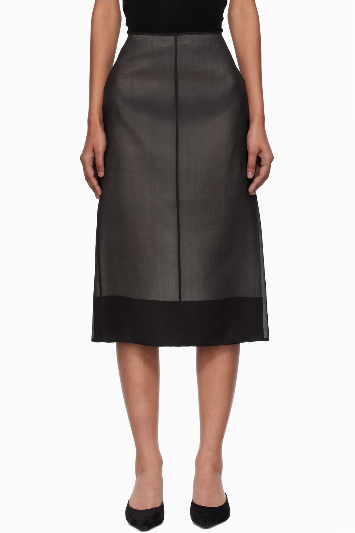 Black Lucienne Midi Skirt