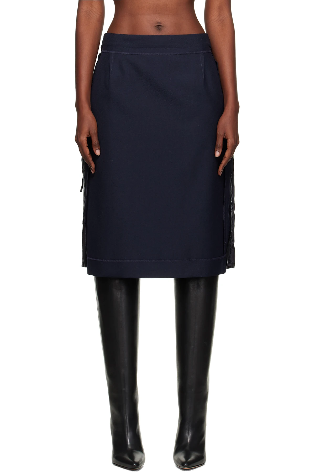 Navy Reverse Midi Skirt