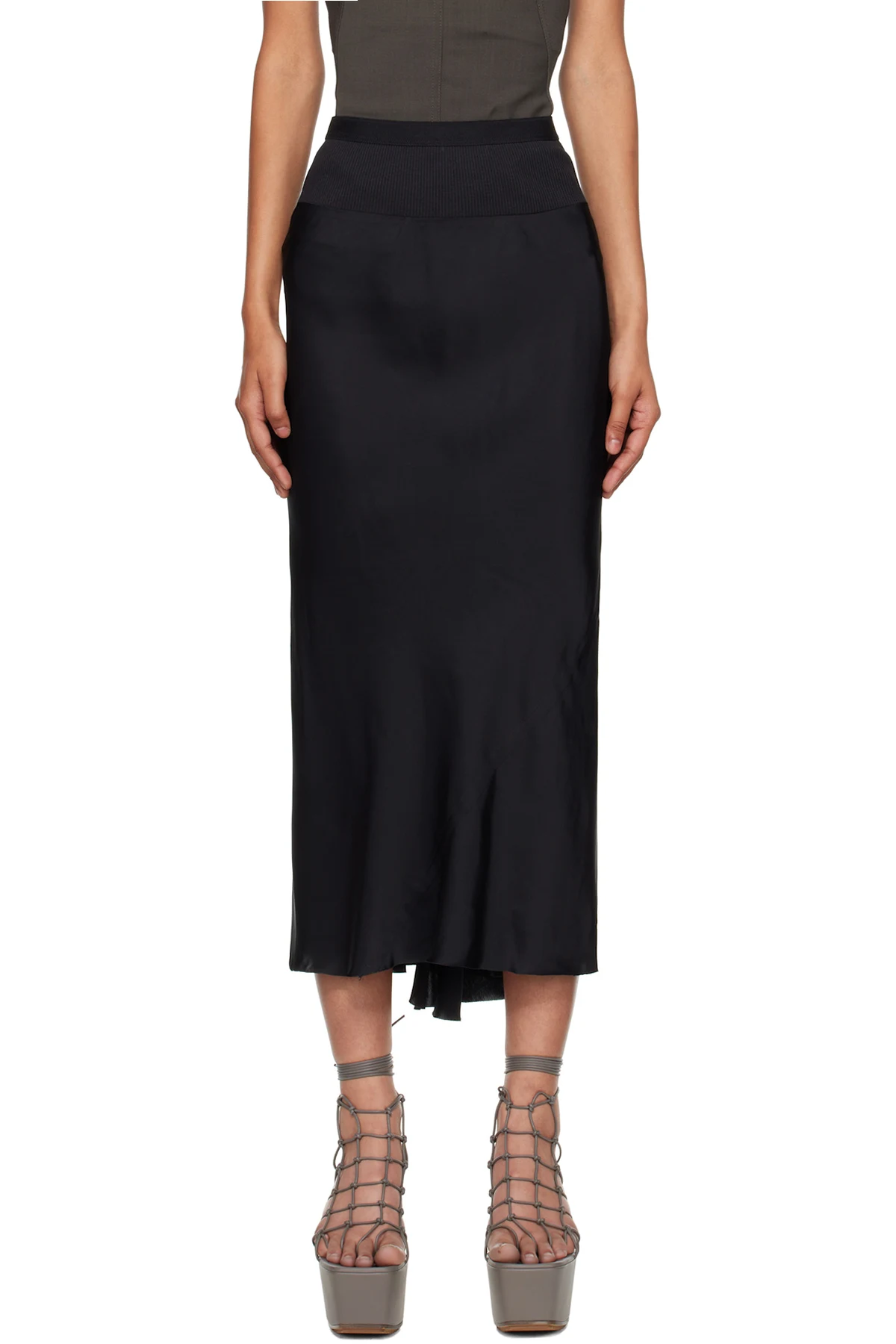 Black Concordians A Line Bias Midi Skirt