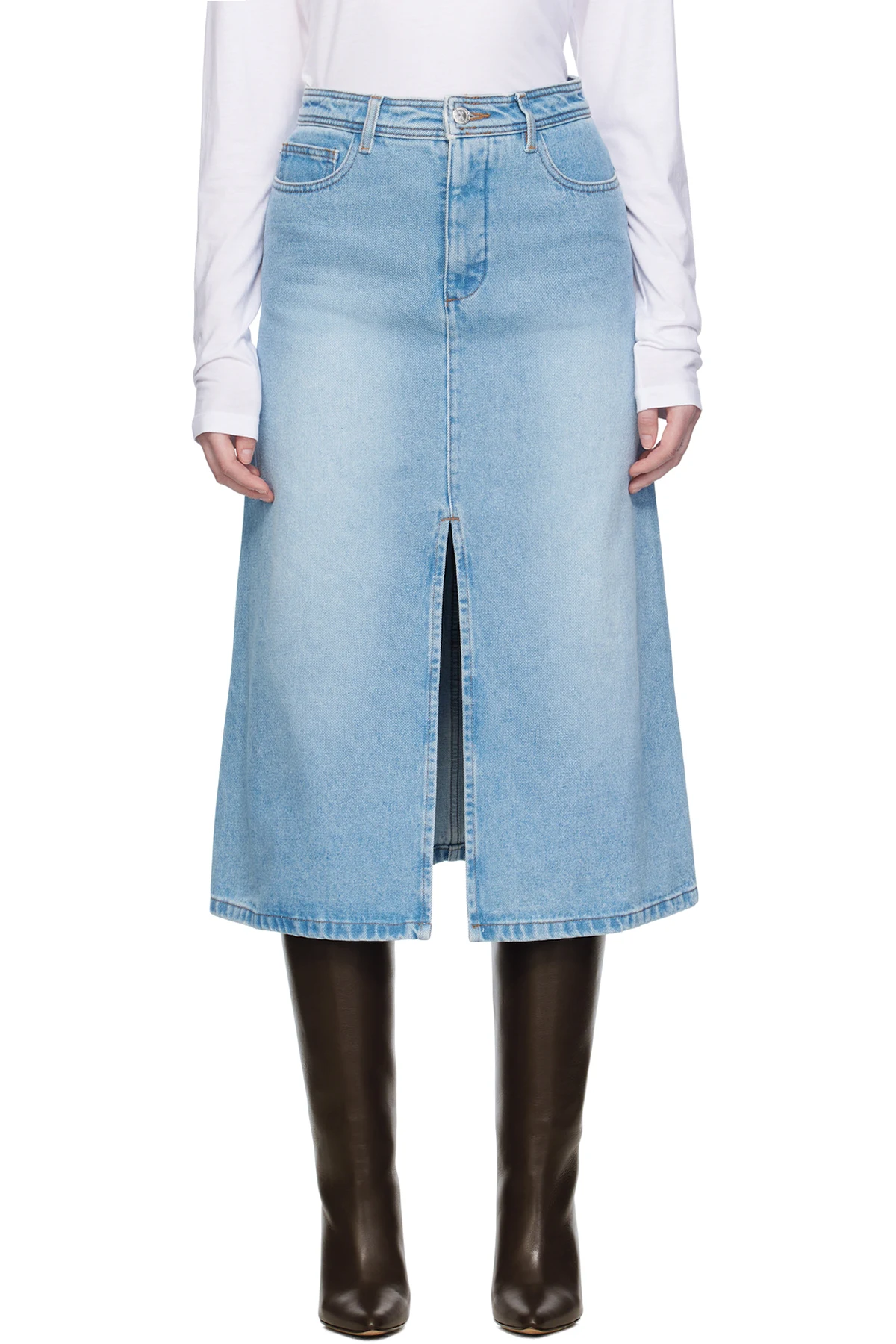 Blue Georgia Denim Midi Skirt