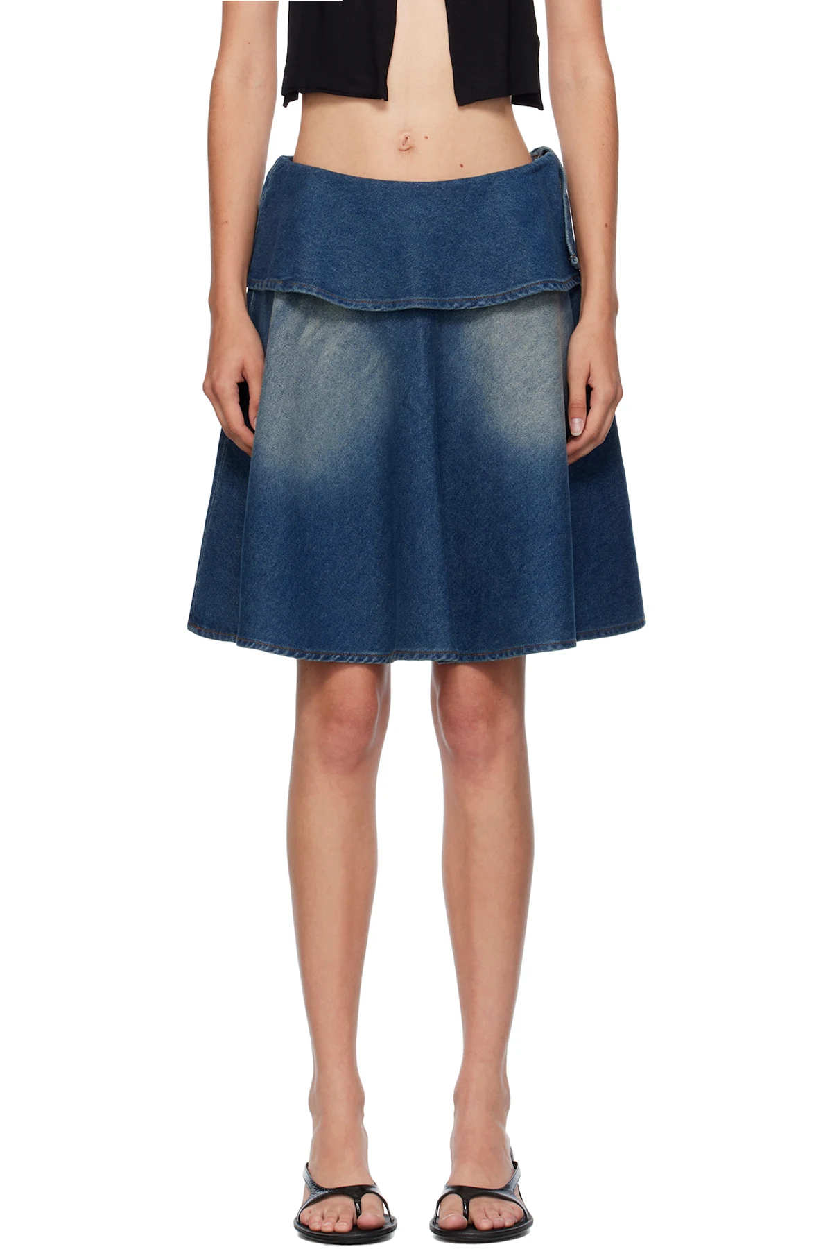 Blue Ruffle Denim Miniskirt