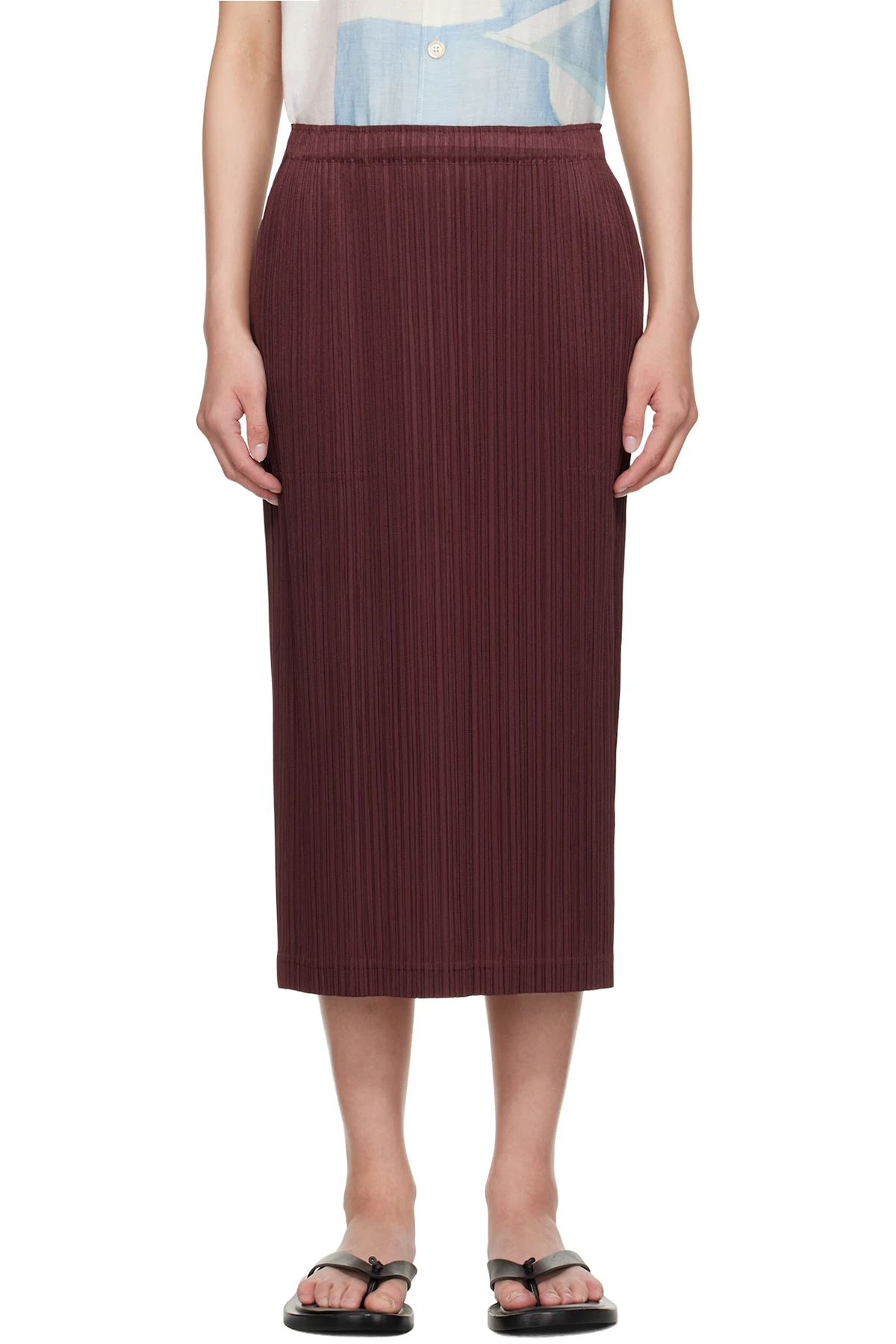 Burgundy May Loop Bottoms Midi Skirt