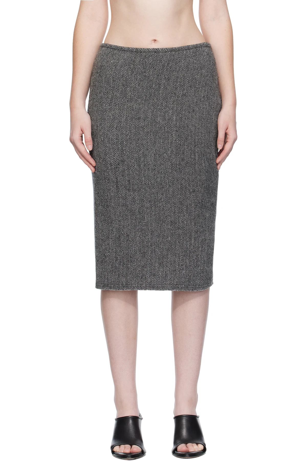 Gray Twisted Midi Skirt