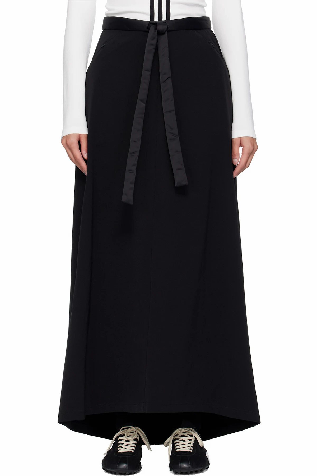 Black Padded Midi Skirt