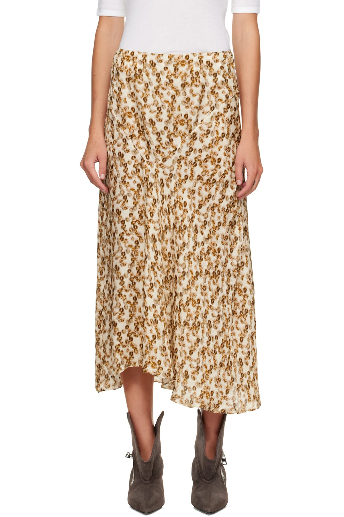Tan & Off-White Lisanne Midi Skirt