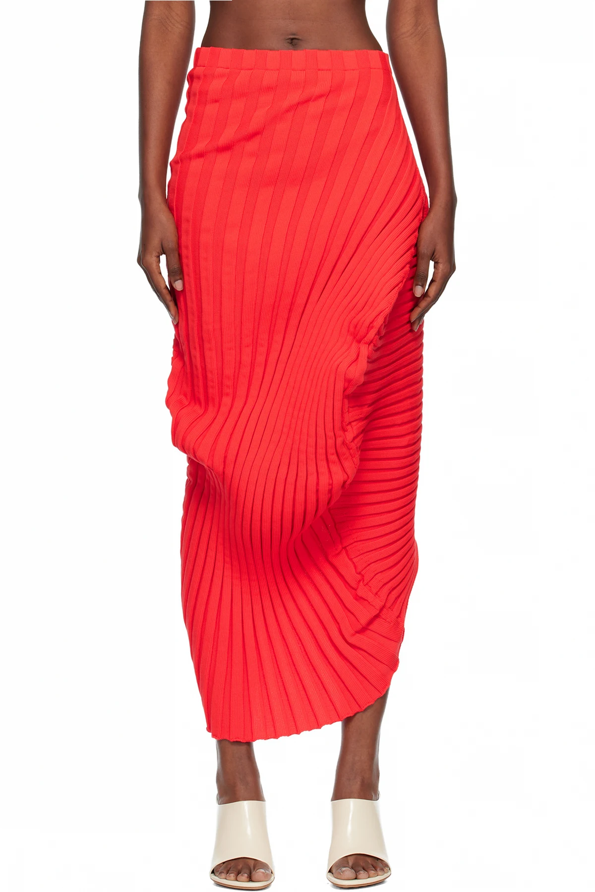 Red Knit 'As It Is' Midi Skirt