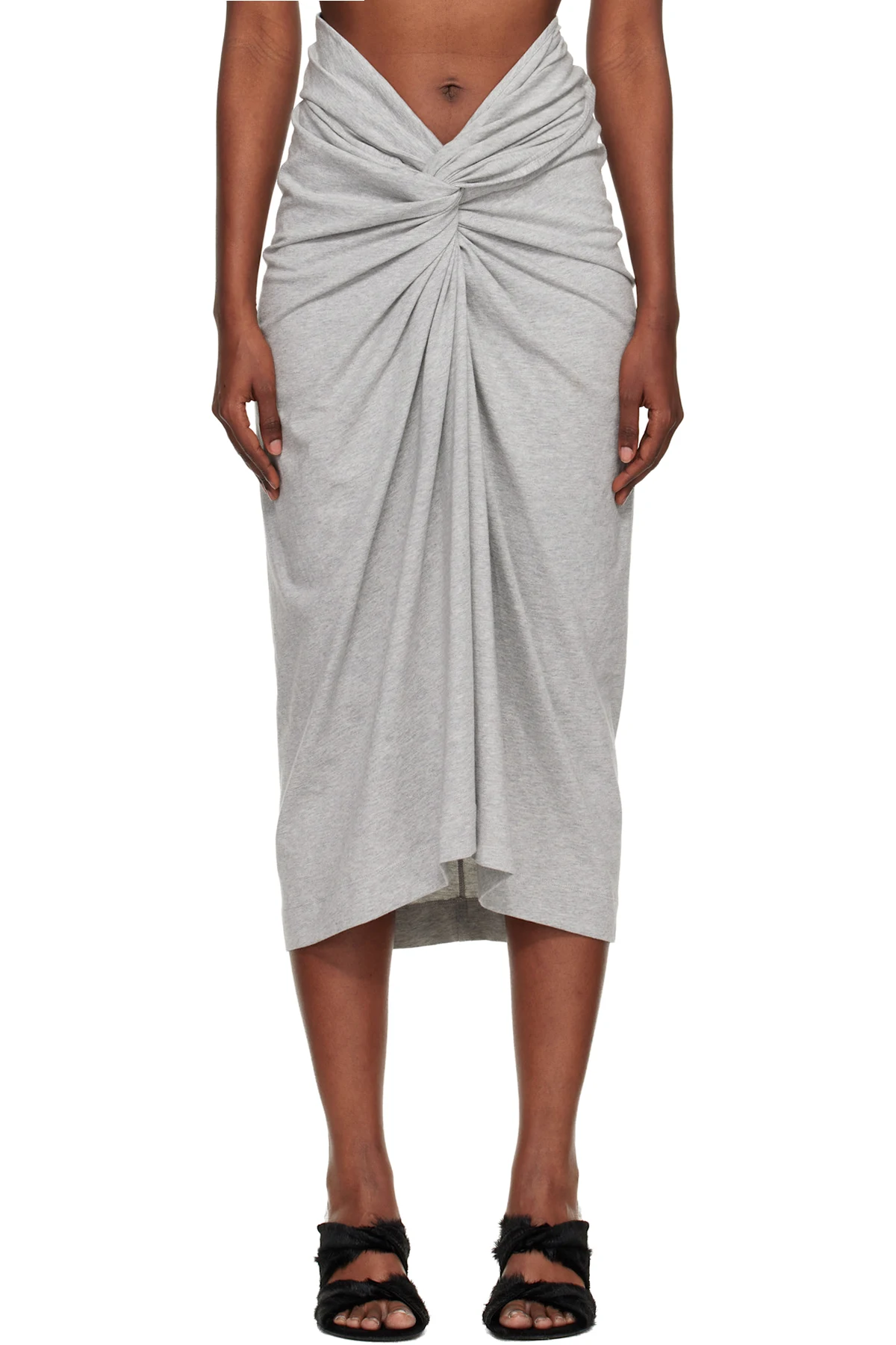 Gray Jersey Midi Skirt