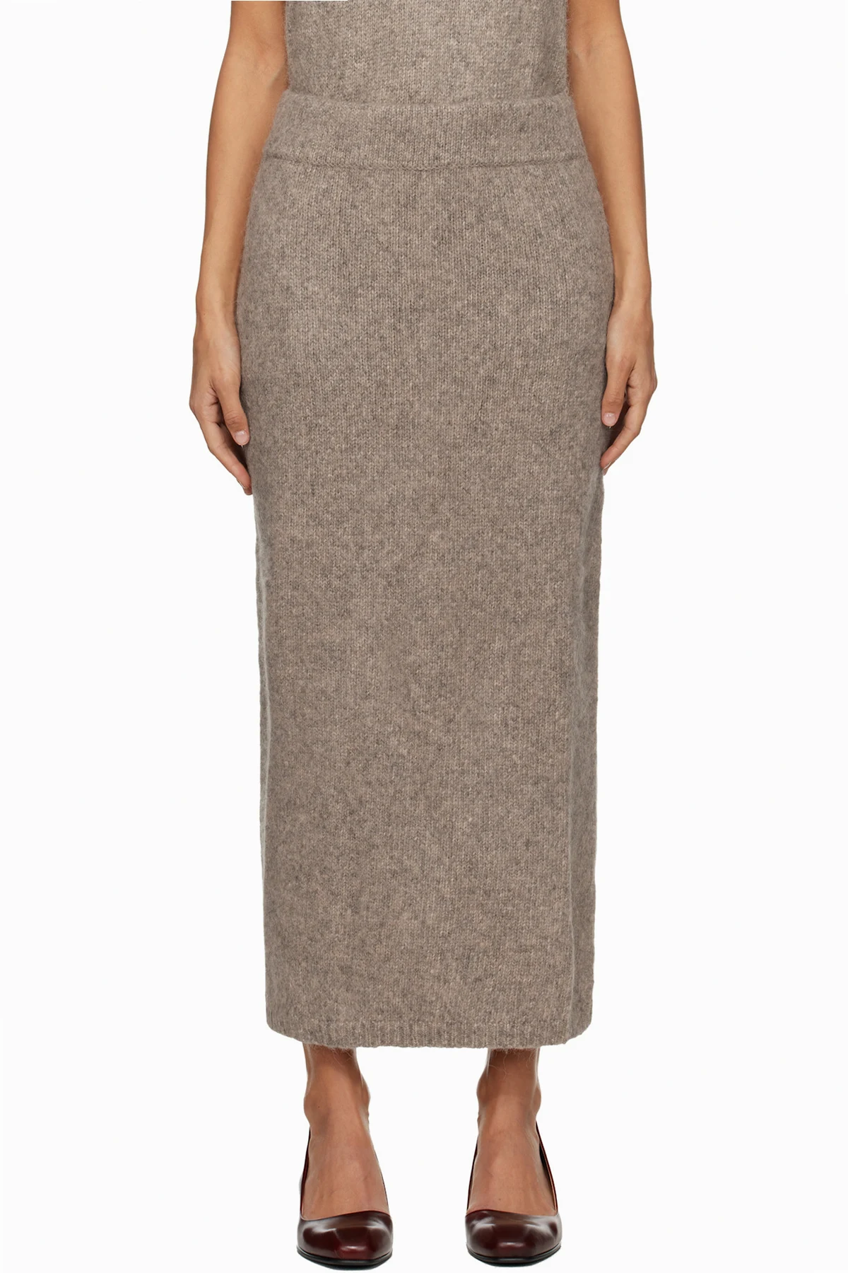 Taupe Loft Pencil Midi Skirt