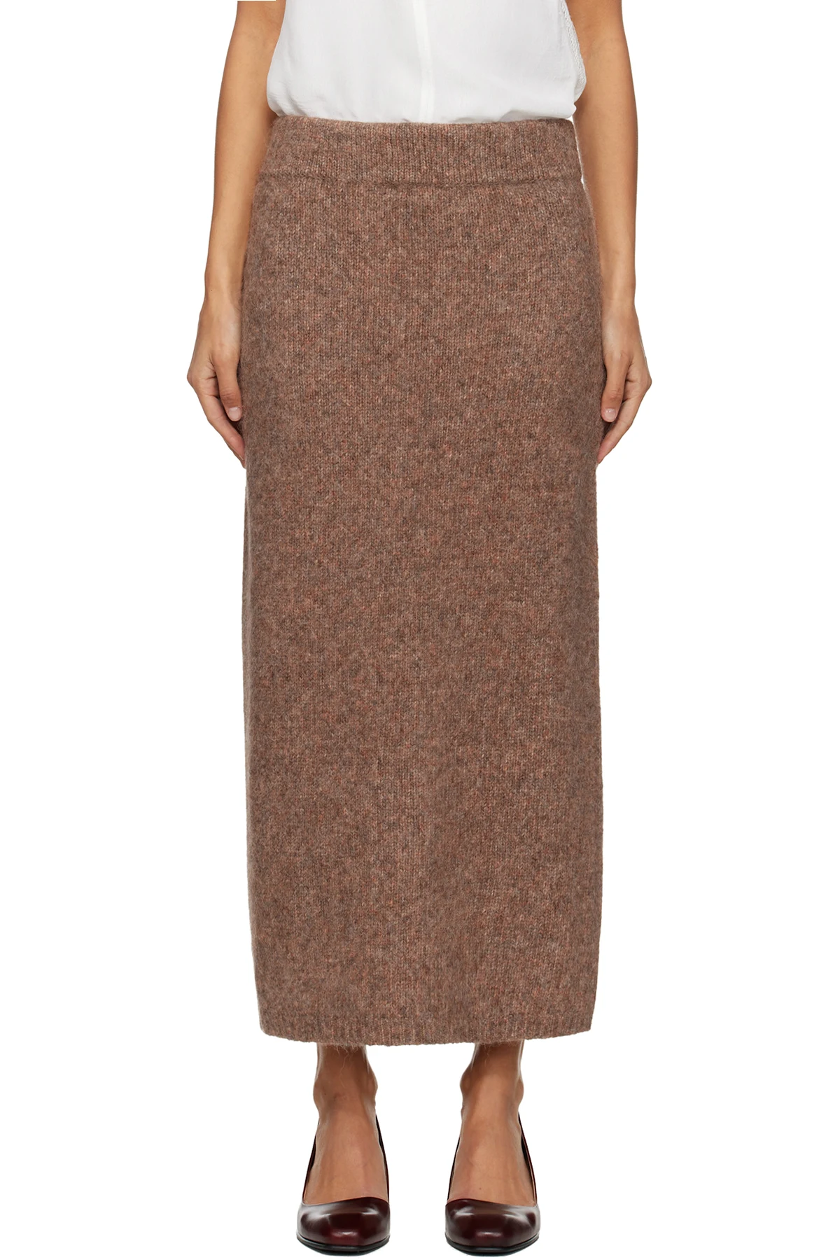 Beige Loft Pencil Midi Skirt