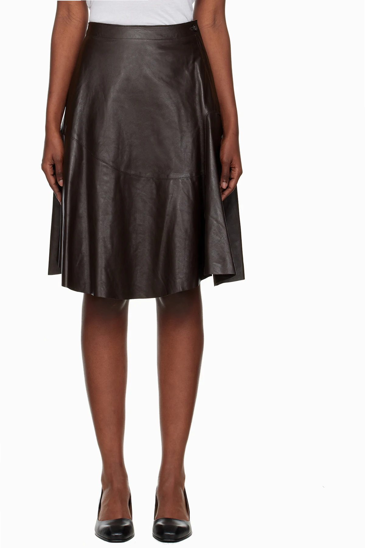 Brown Waltz Leather Midi Skirt