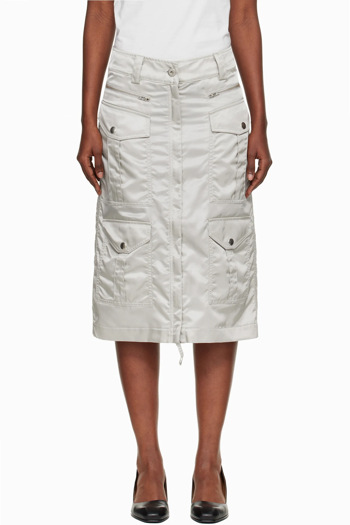 Gray Aviator Cargo Midi Skirt