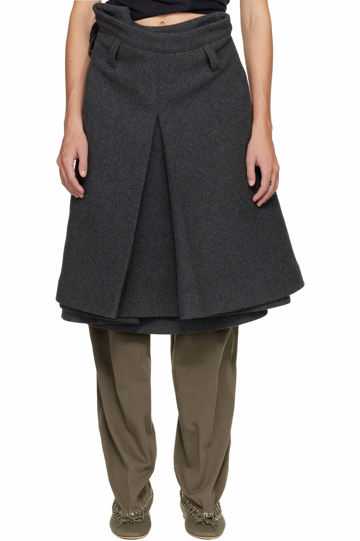 Gray Display Midi Skirt