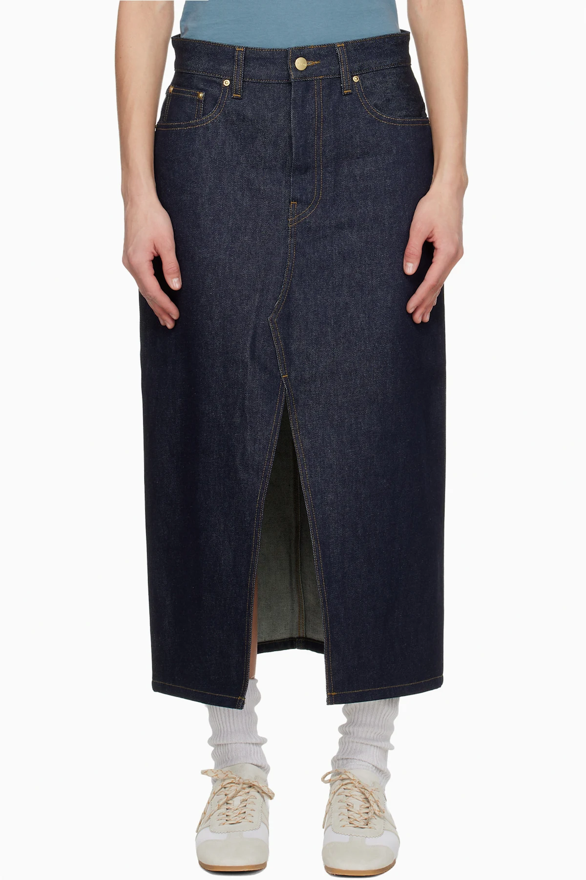 Blue Brandon Denim Midi Skirt