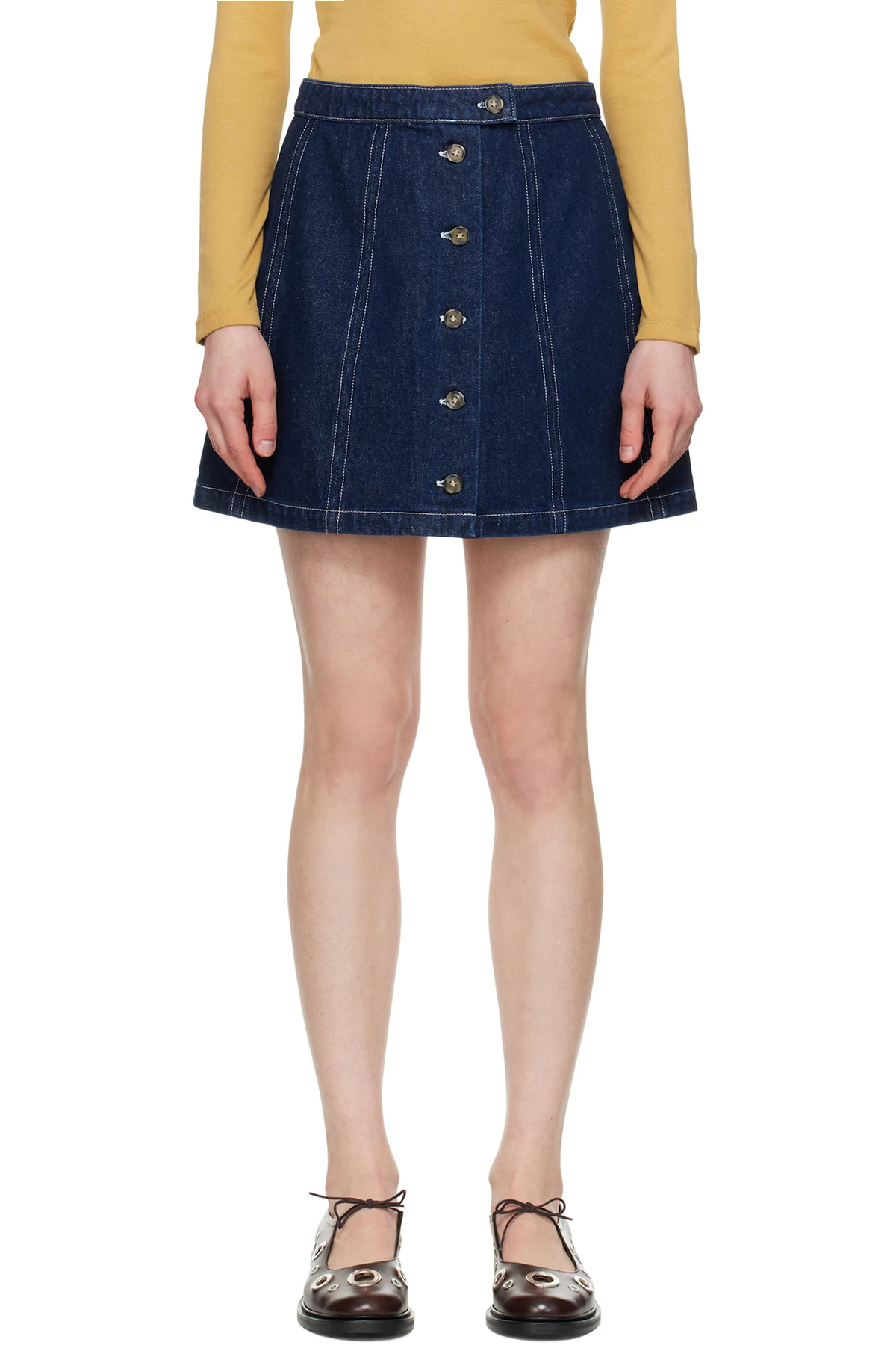 Navy Pipa Denim Miniskirt