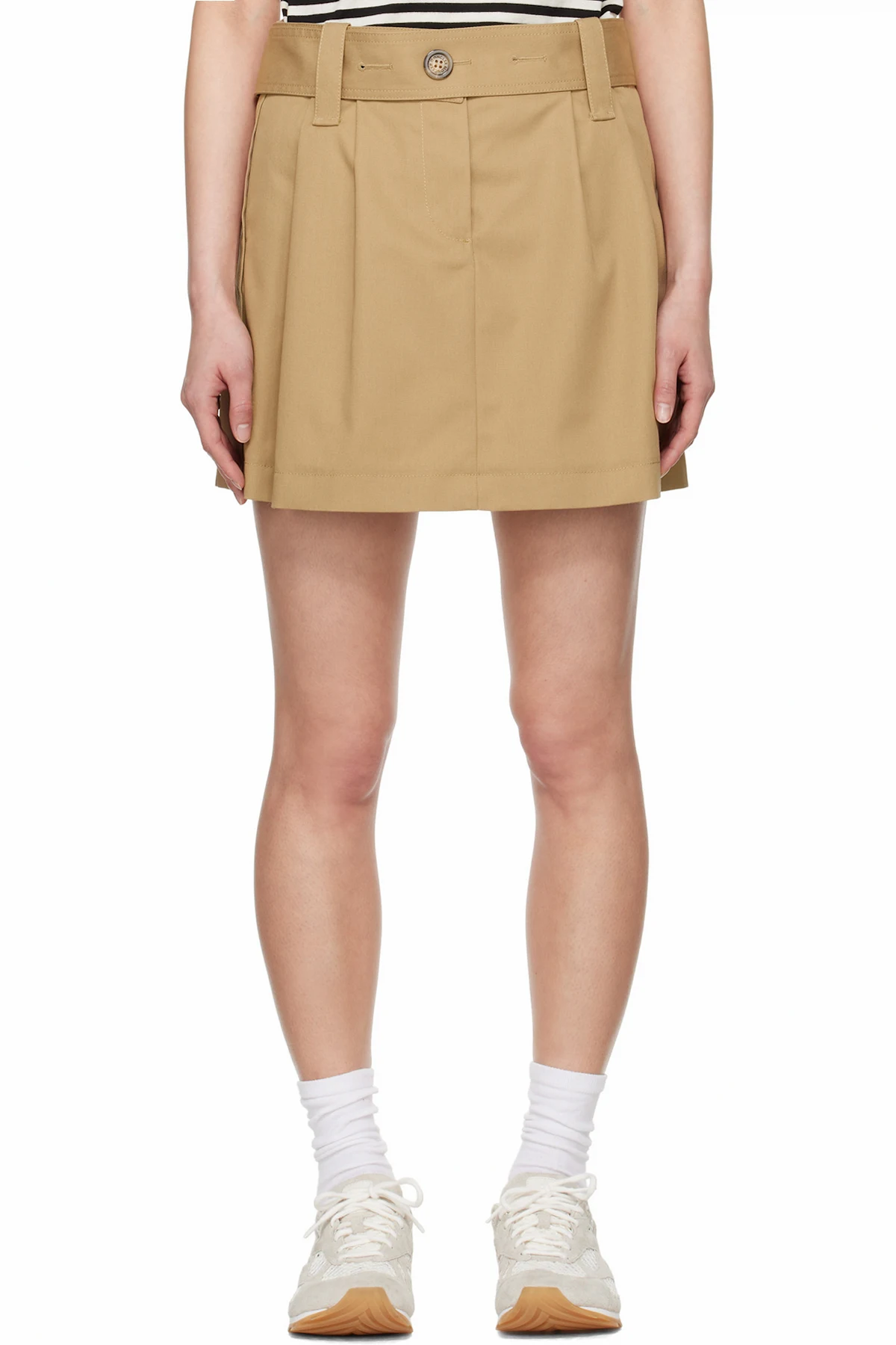 Tan Pleated Miniskirt